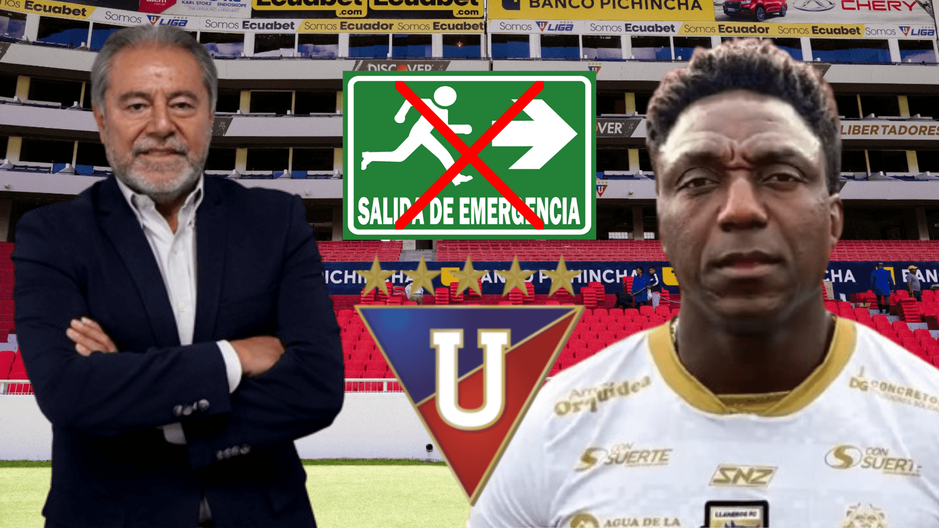 Isaac Álvarez y la Tuka Ordóñez en el Estadio Rodrigo Paz (Foto tomada de: Liga de Quito/Primicias/AC Planeta Fuego/Wikipedia)