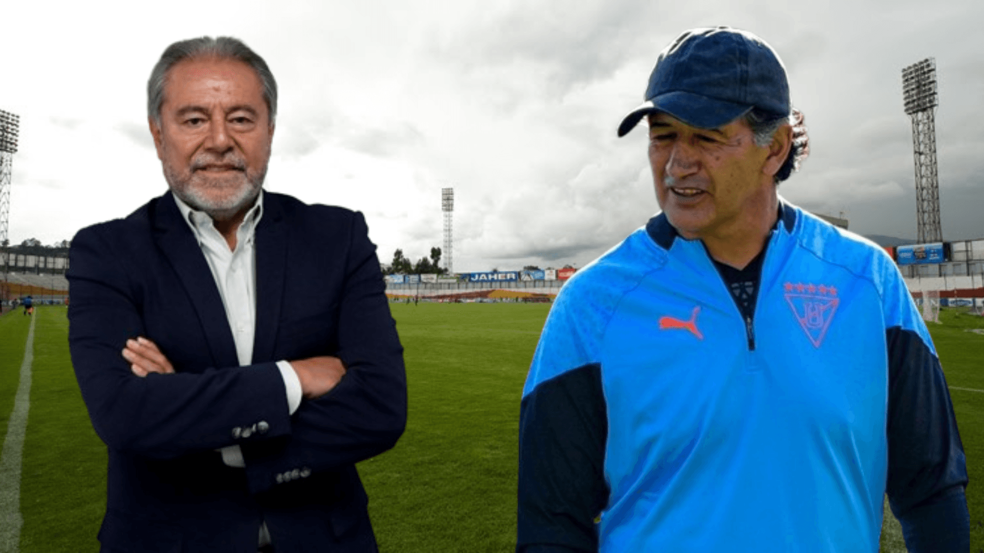 Isaac Álvarez y Patricio Hurtado en el Estadio Serrano Anguilar (Foto tomada de: Deportivo Cuenca/Liga de Quito/Primicias)