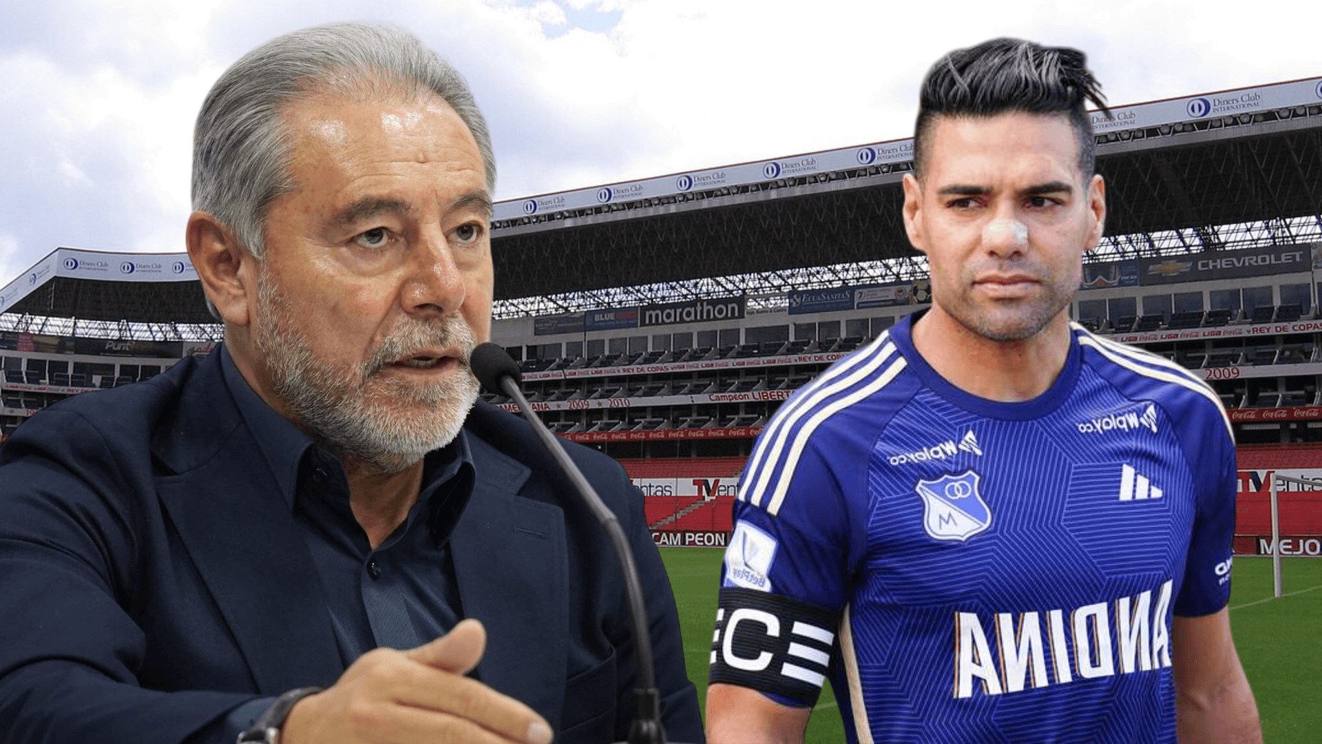 Isaac Álvarez y Radamel Falcao (Foto tomada de: Wikipedia/Millonarios/Liga de Quito)