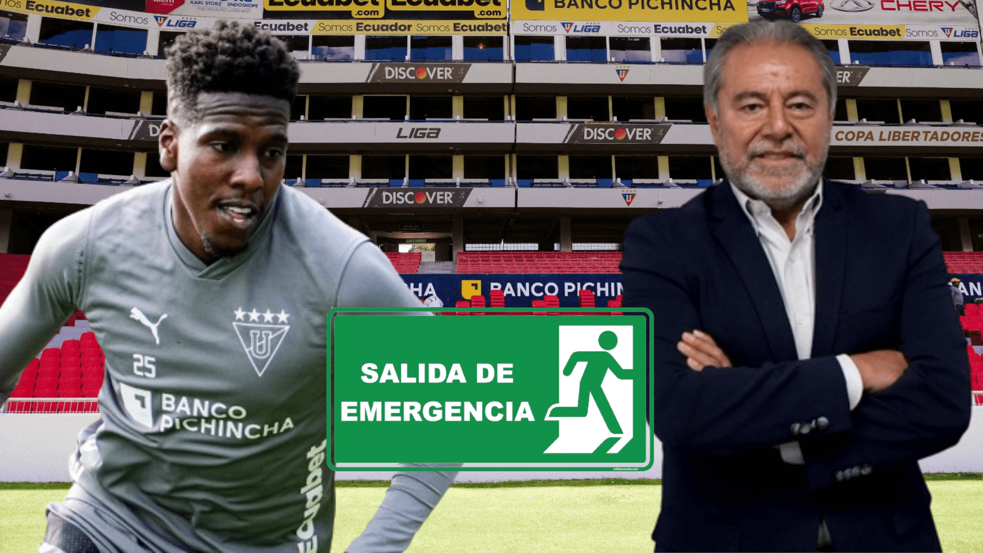 Jan Hurtado con Isaac Álvarez en el Estadio Rodrigo Paz Delgado (Foto tomada de: La Red/Liga de Quito/Primicias/Frecuento)