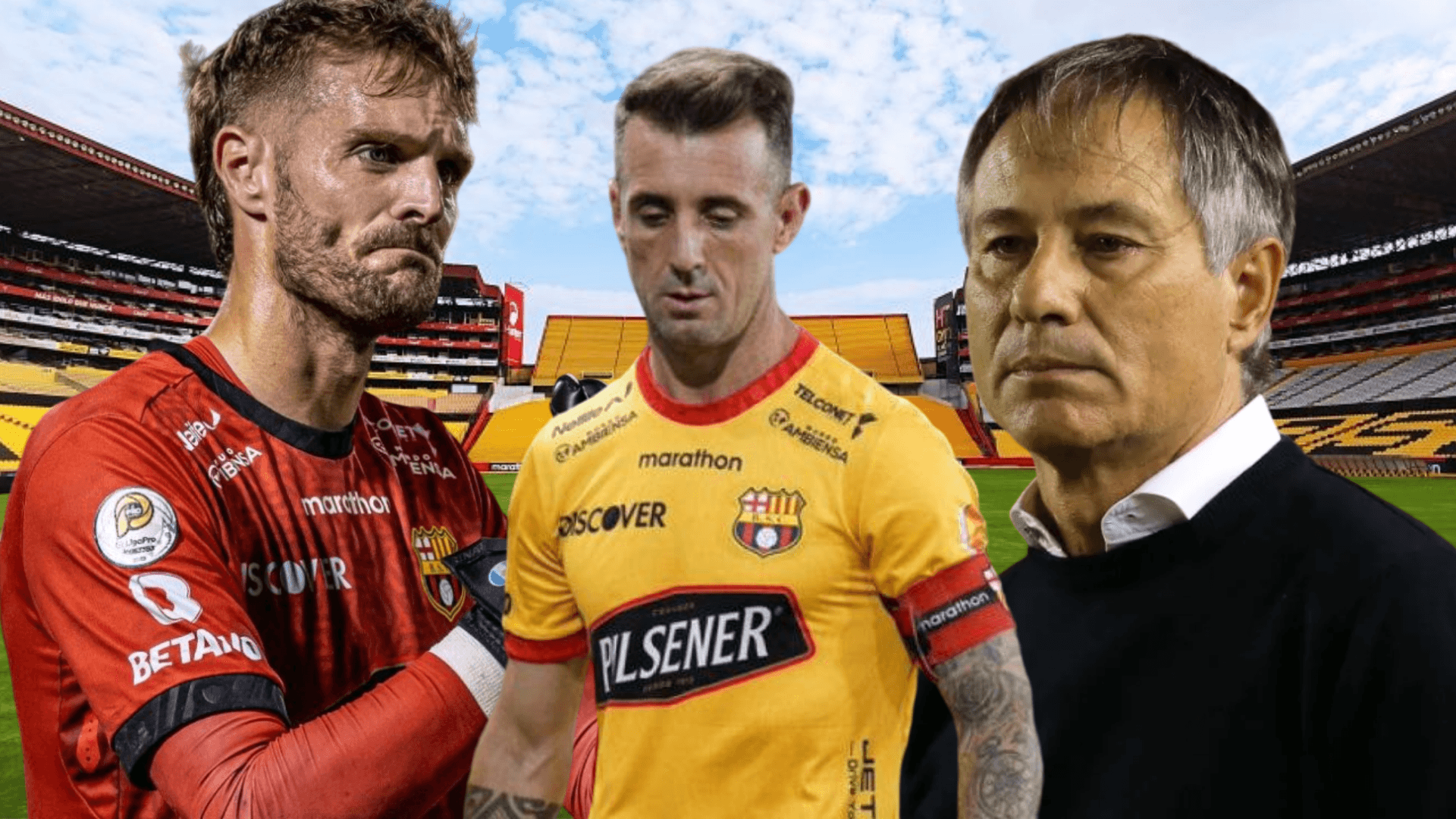 Javier Burrai, Ariel Holan y Damián Díaz (Foto tomada de: Barcelona SC/API)