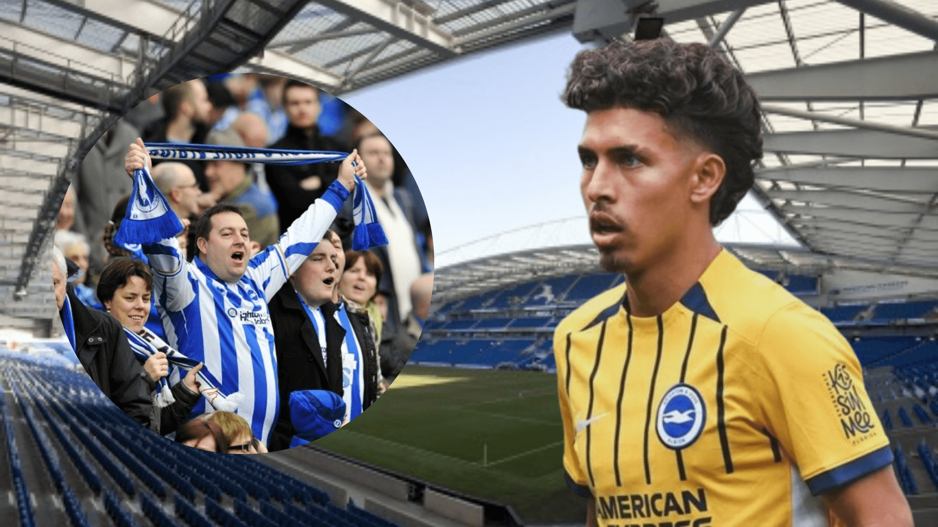 Jeremy Sarmiento e hinchas del Brighton (Foto tomada de: Transfermarkt/Jeremy Sarmiento/Brighton)