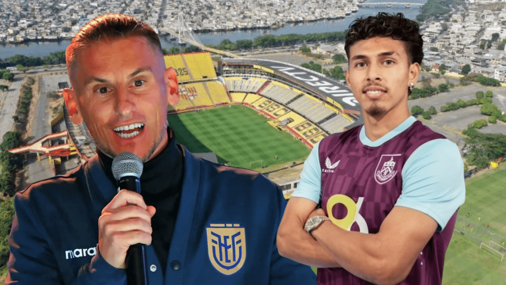 Jeremy Sarmiento y Sebastián Beccacece (Foto tomada de: Barcelona SC/Burnley/API)
