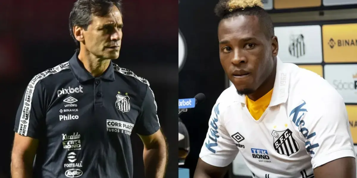 Jhojan Julio jugó el partido entre Santos ante Palmeiras pero luego de su blooper Bustos lo mandó al banco