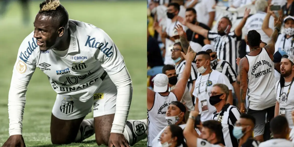 Jhojan Julio tuvo minutos en el cotejo entre Santos y Flamengo, donde fue de los puntos más bajos y hasta acabó siendo suplantado