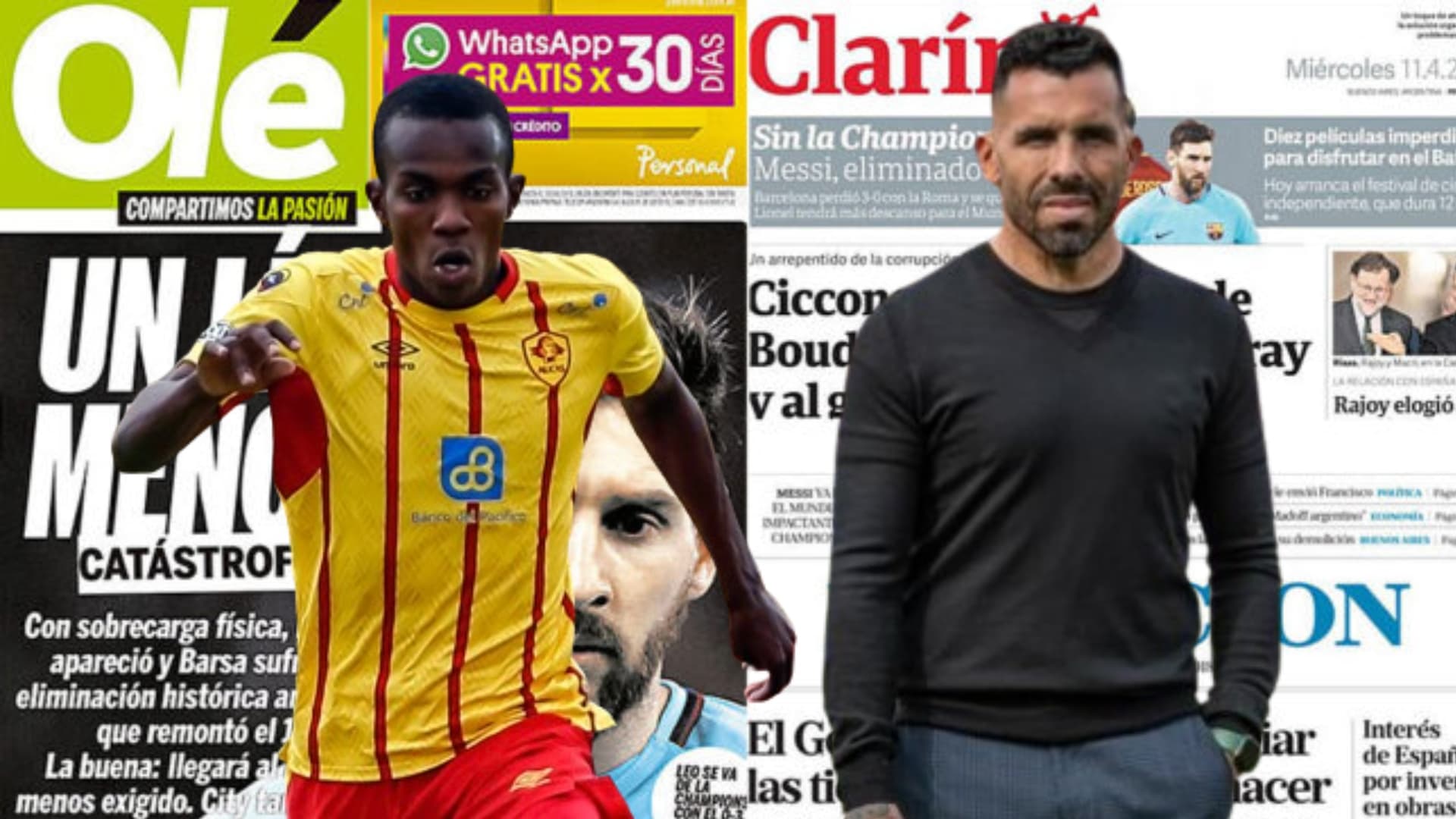 Jhonny Quiñónez y Carlos Tevez