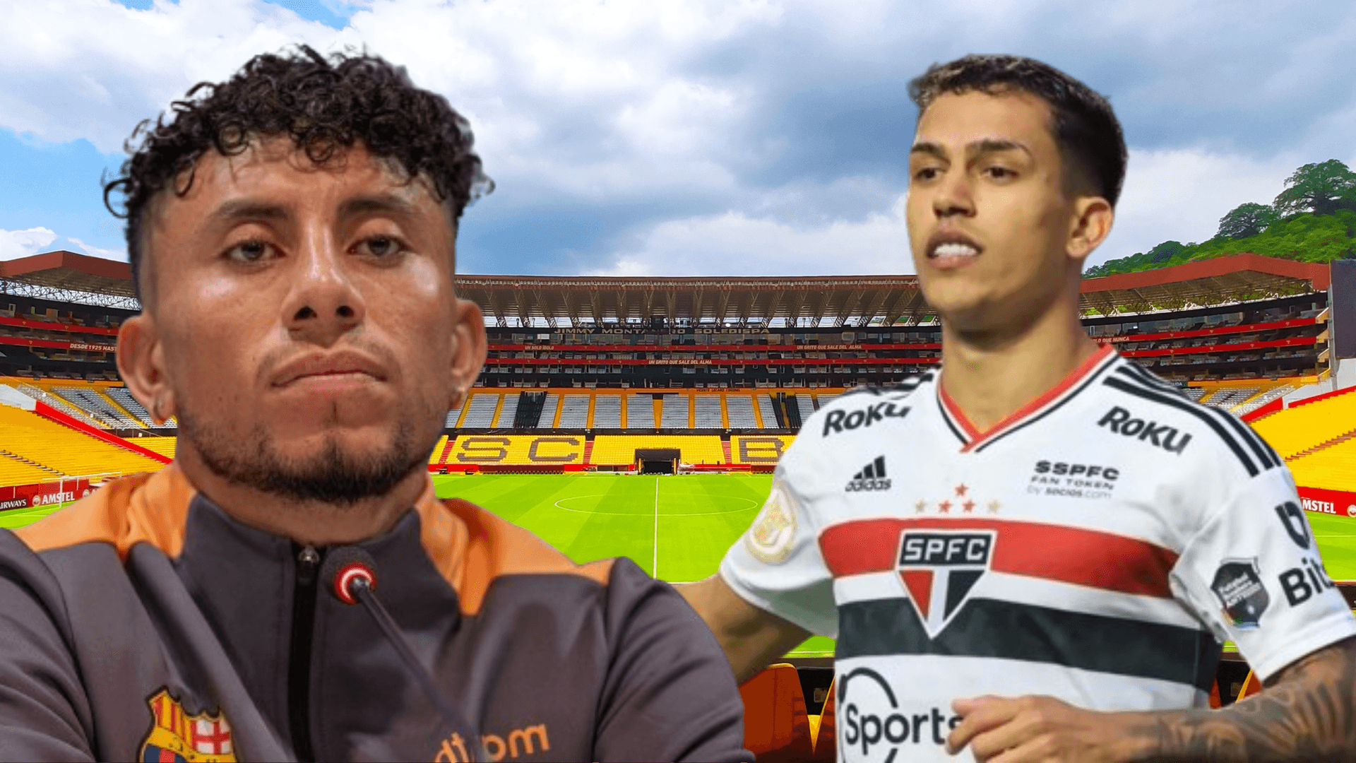 Joao Rojas e Igor Vinícius en el Estadio Monumental (Foto tomada de: Barcelona SC/Sou Gremio)