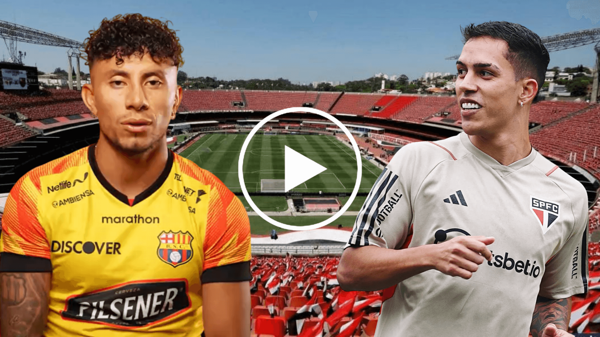 Joao Rojas e Igor Vinísius en el Estadio Morumbi (Foto tomada de: Ecuavisa/Barcelona SC/
