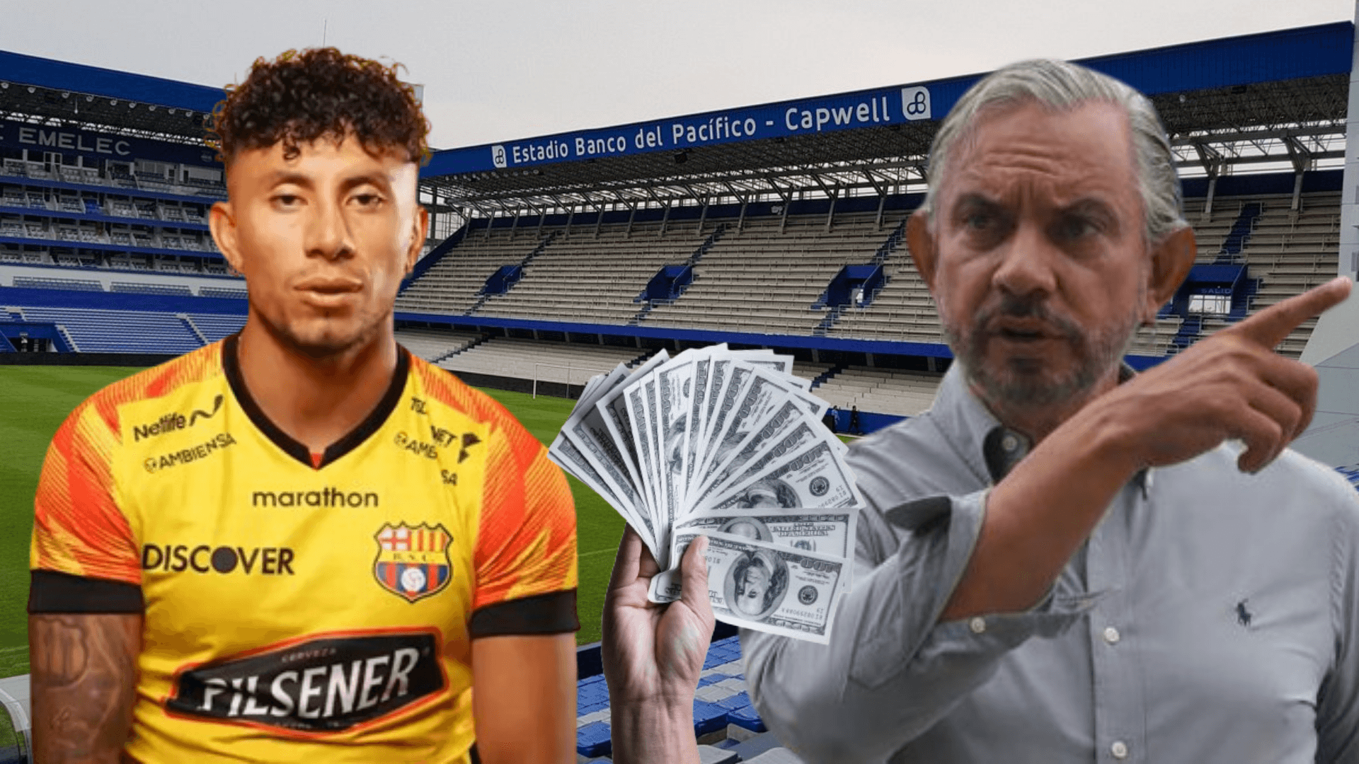 Joao Rojas y José Pileggi en el Estadio Capwell (Foto tomada de: El Universo/Barcelona SC/Emelec/Metro)