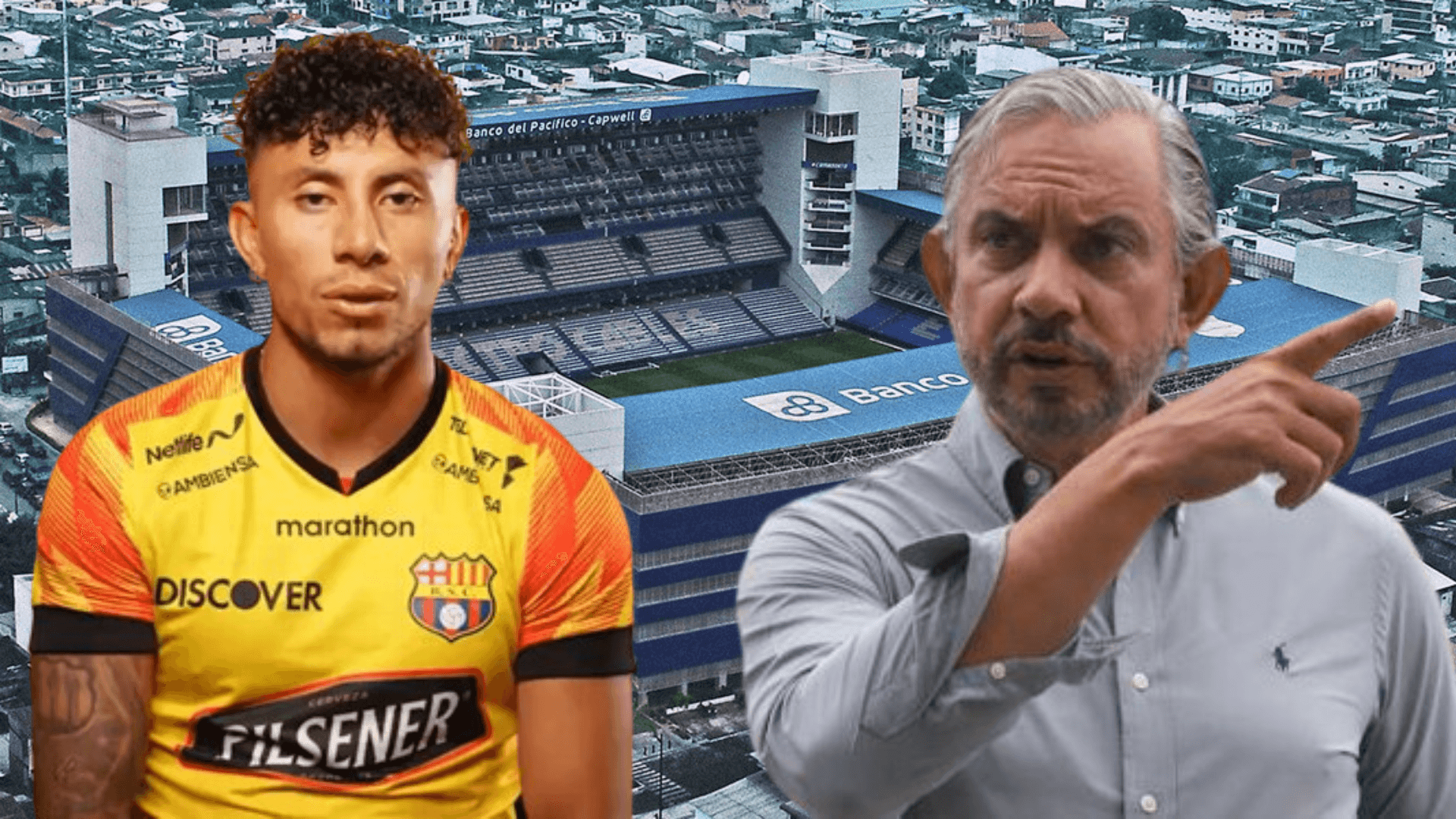 Joao Rojas y José Pileggi en el Estadio Capwell (Foto tomada de: Wikipedia/Barcelona SC/Ecuavisa)