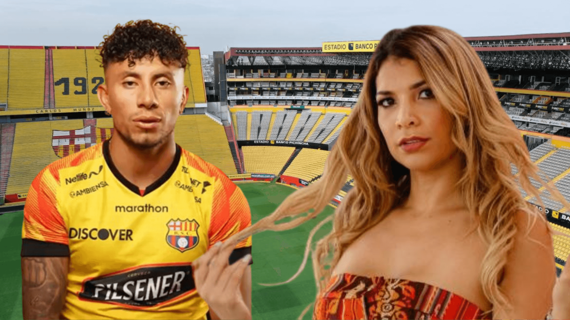 Joao Rojas y la Samba Alvarado en el Estadio Monumental (Foto tomada de: Extra/Barcelona SC/Samba Alvarado)