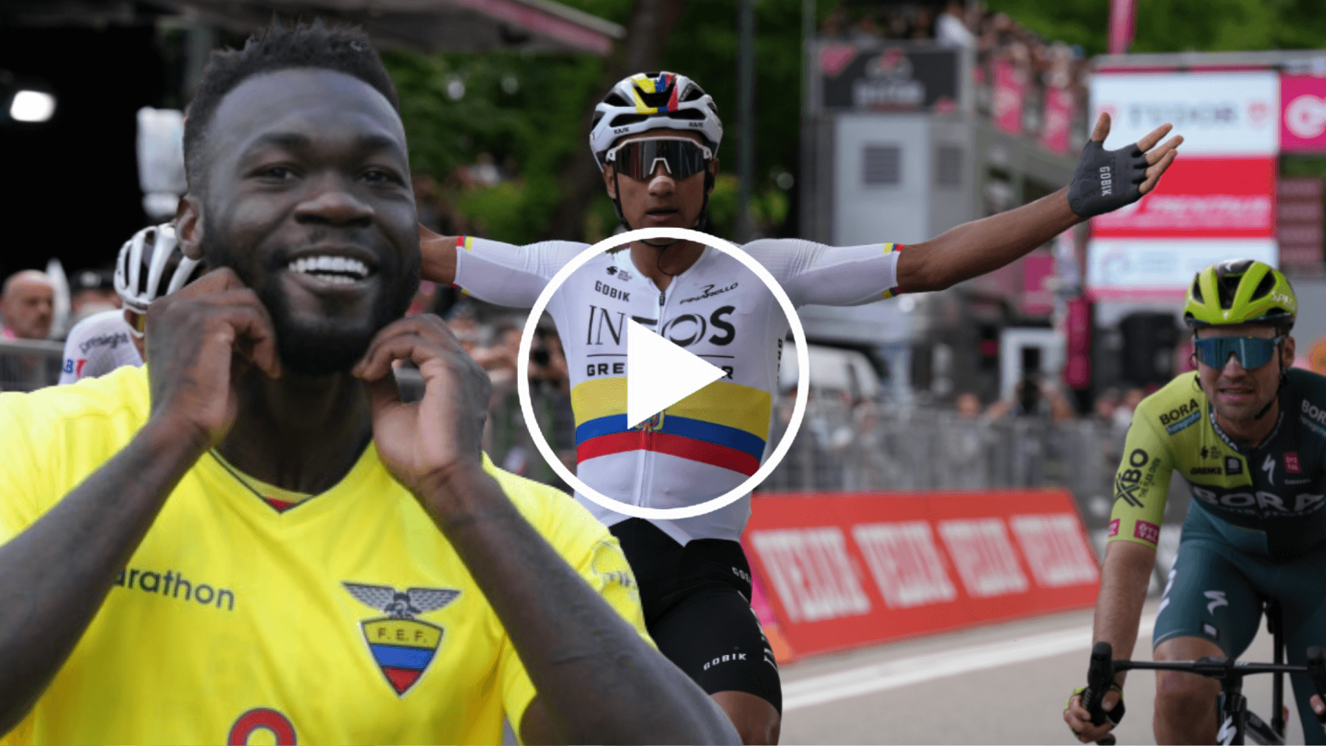 Jonathan Narváez y Felipe Caicedo en el Giro de Italia (Foto tomada de: Giro de Italia/La Tri)