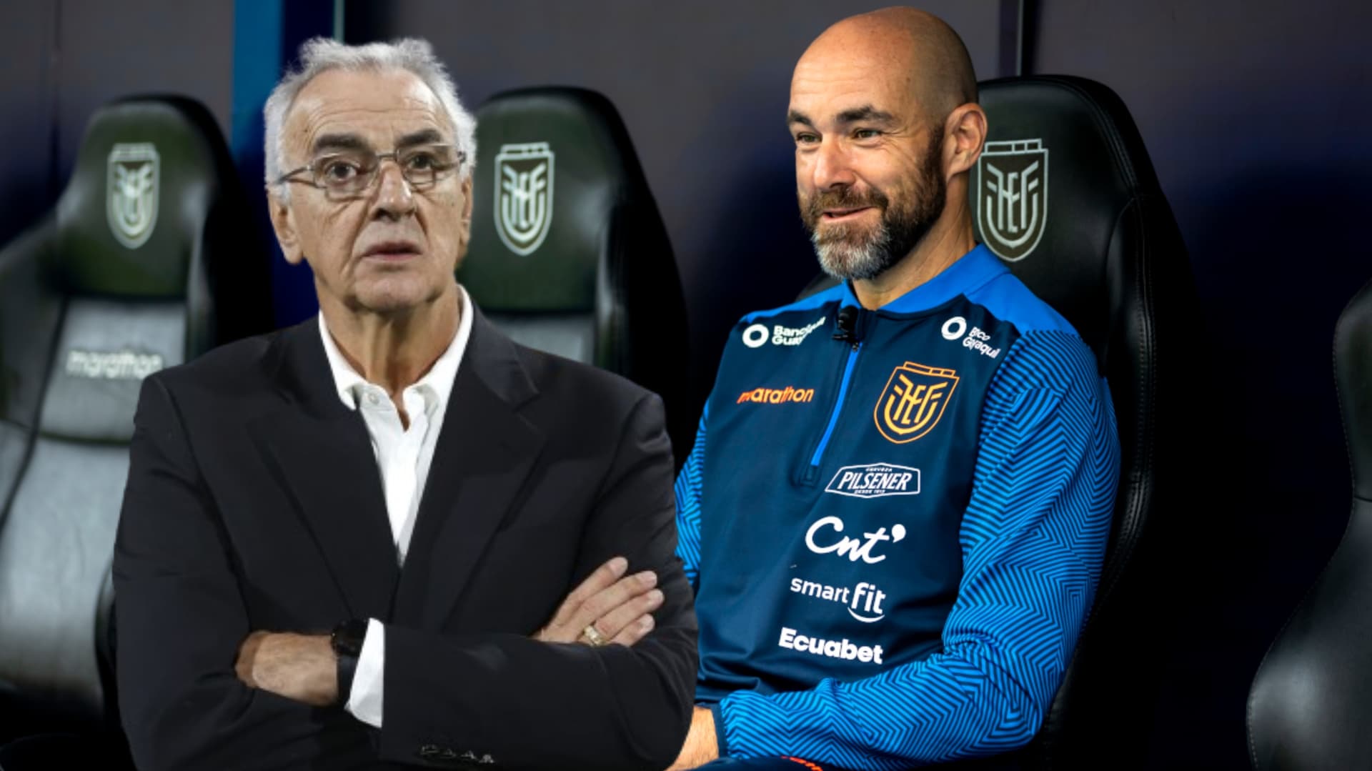 Jorge Fossati, ex técnico de Liga de Quito, al lado Félix Sánchez. FOTO: Primicias