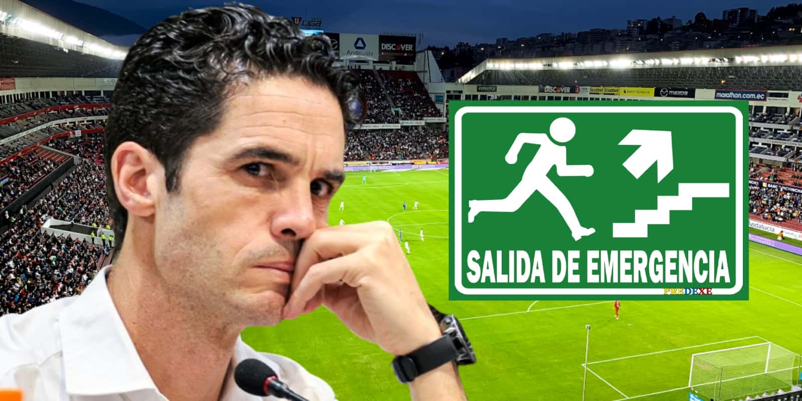 Josep Alcácer en el Estadio Rodrigo Paz Delgado (Foto tomada de: Primicias/Liga de Quito/Extintor)