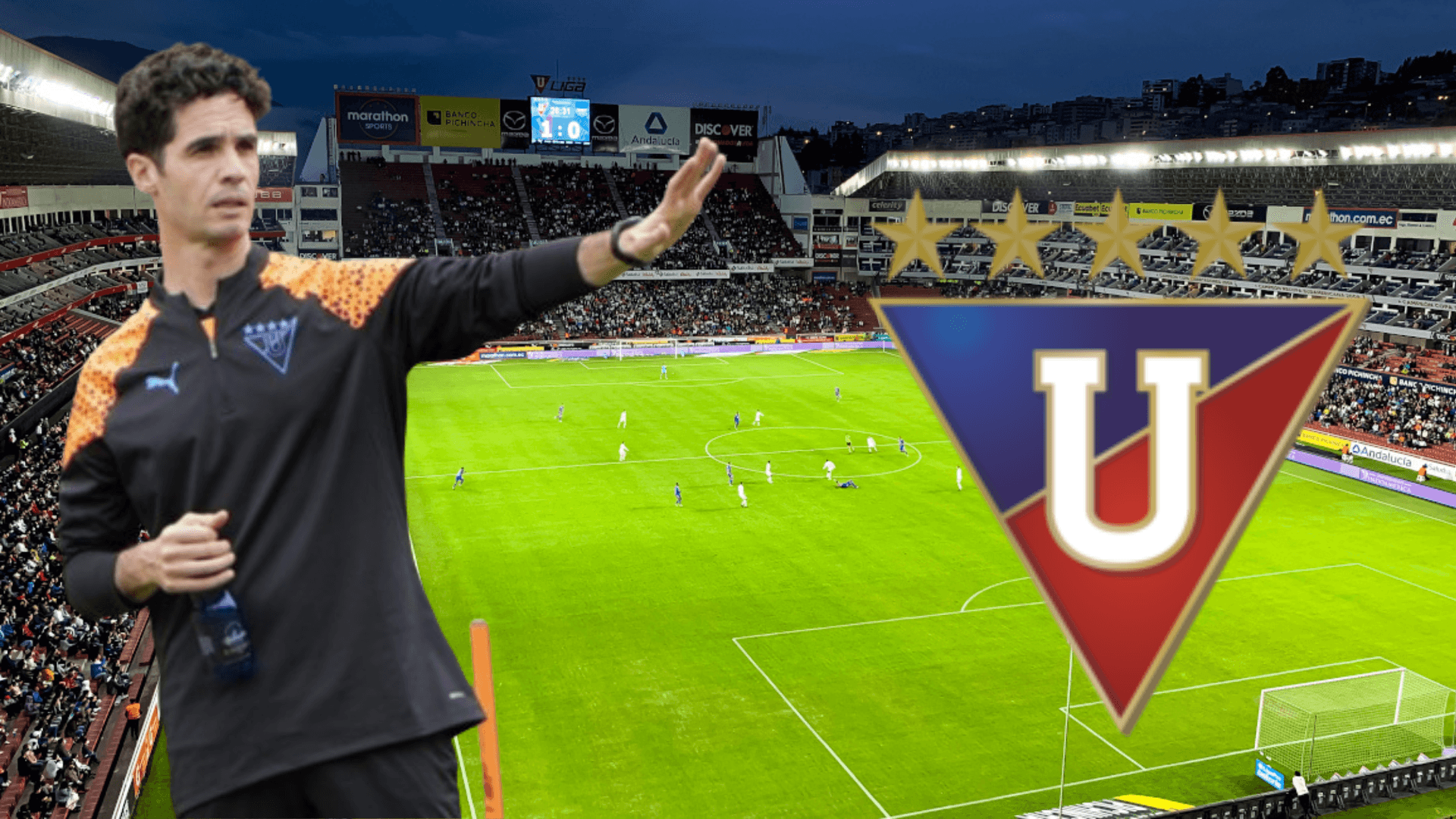 Josep Alcácer en el Estadio Rodrigo Paz Delgado (Foto tomada de: Primicias/Liga de Quito/Wikipedia)