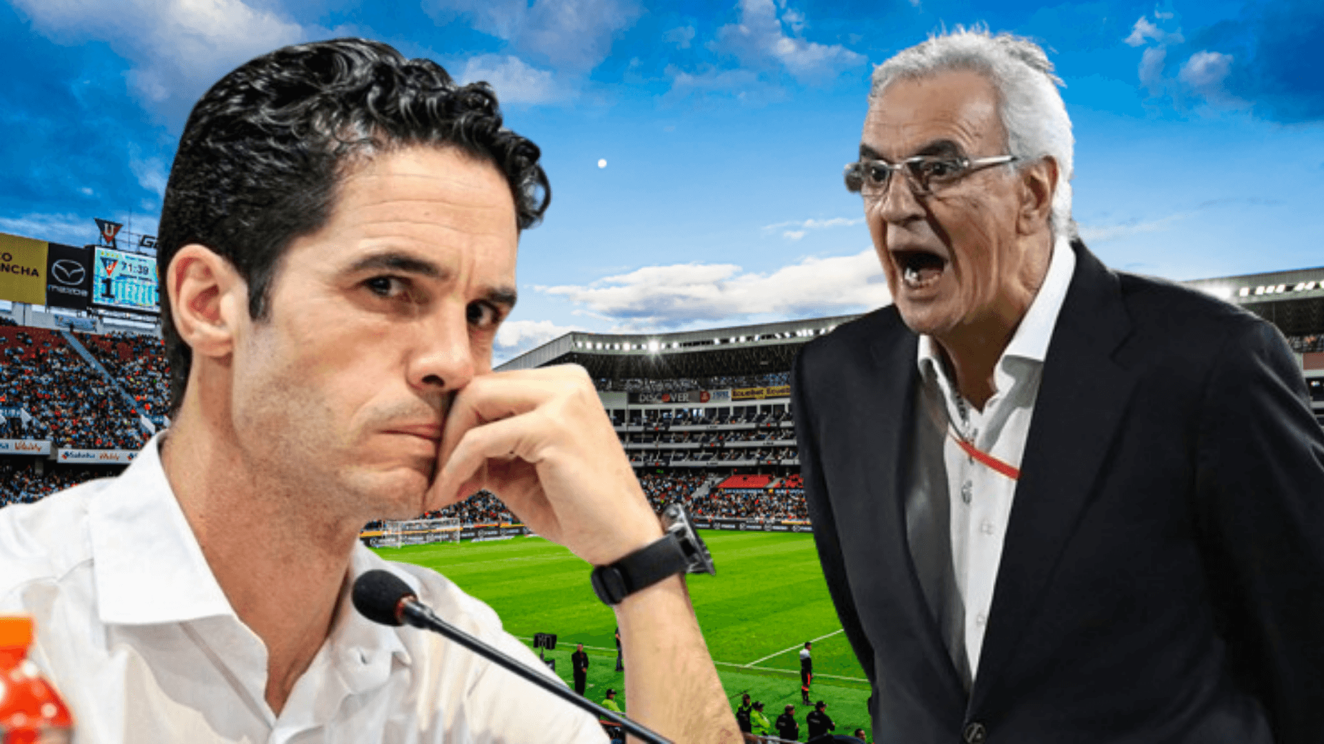 Josep Alcácer y Jorge Fossati en el Estadio Rodrigo Paz Delgado (Foto tomada de: Liga de Quito/AFP)