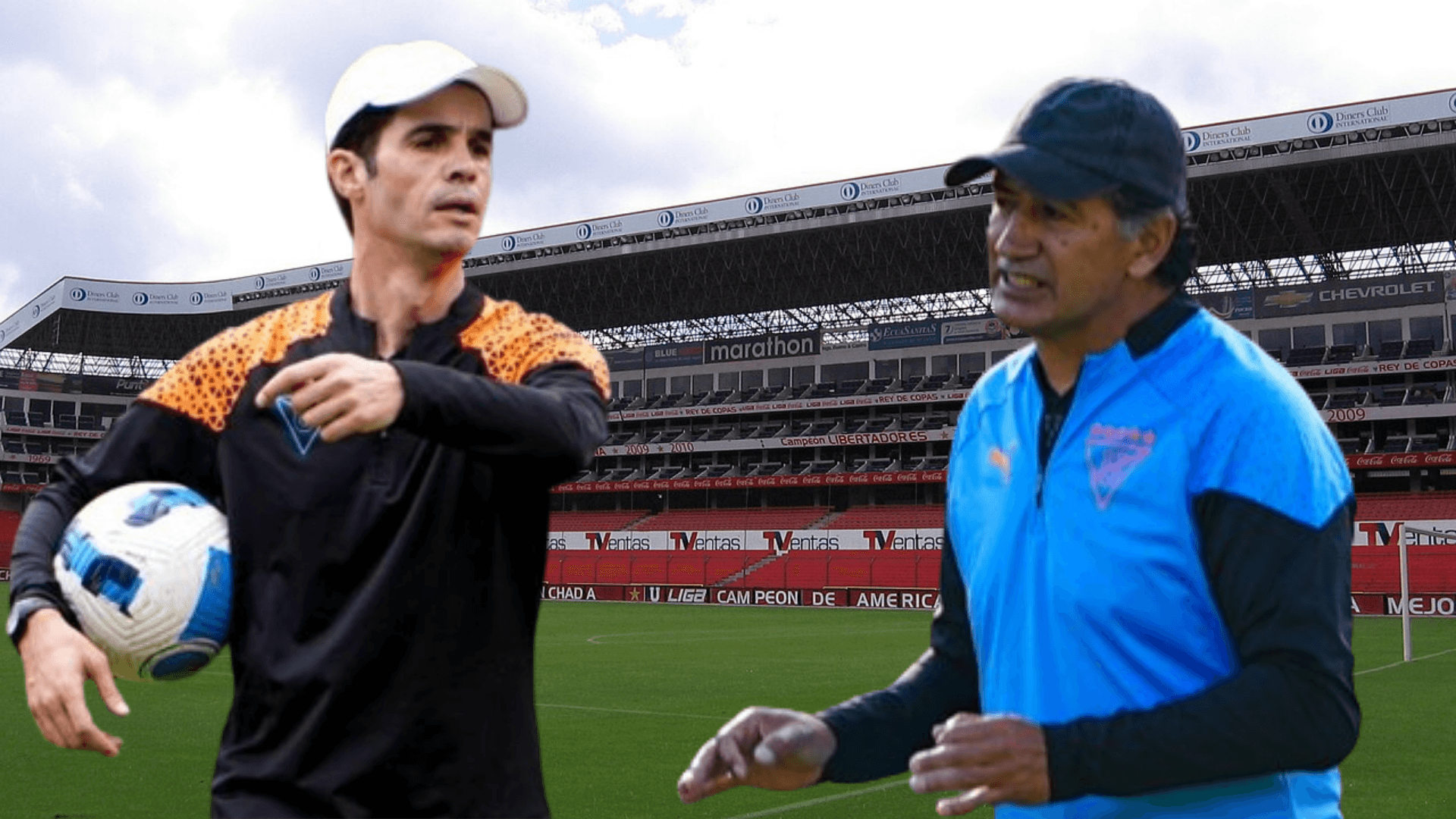Josep Alcácer y Patricio Hurtado en el Estadio Rodrigo Paz Delgado (Foto tomada de: Wikipedia/Liga de Quito)