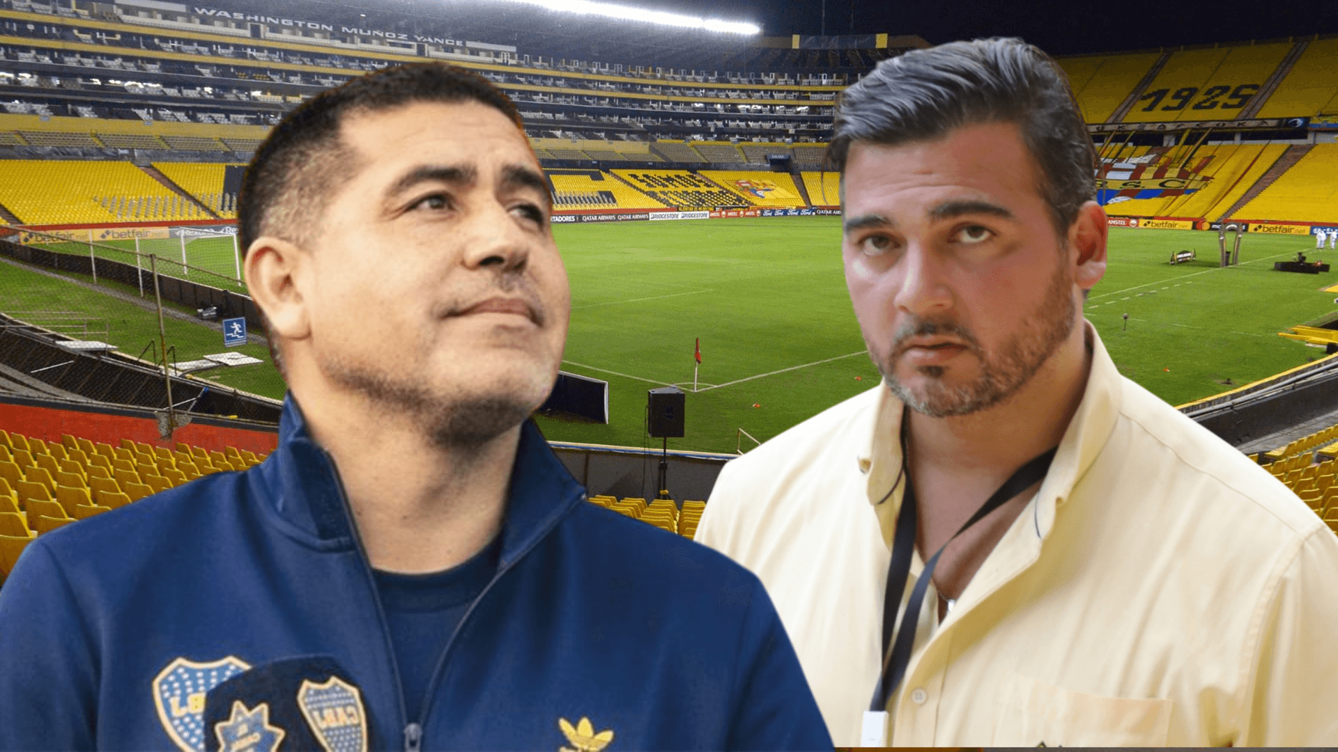 Juan Román Riquelme y Antonio Álvarez (Foto tomada de: Barcelona SC/API/Wikipedia)
