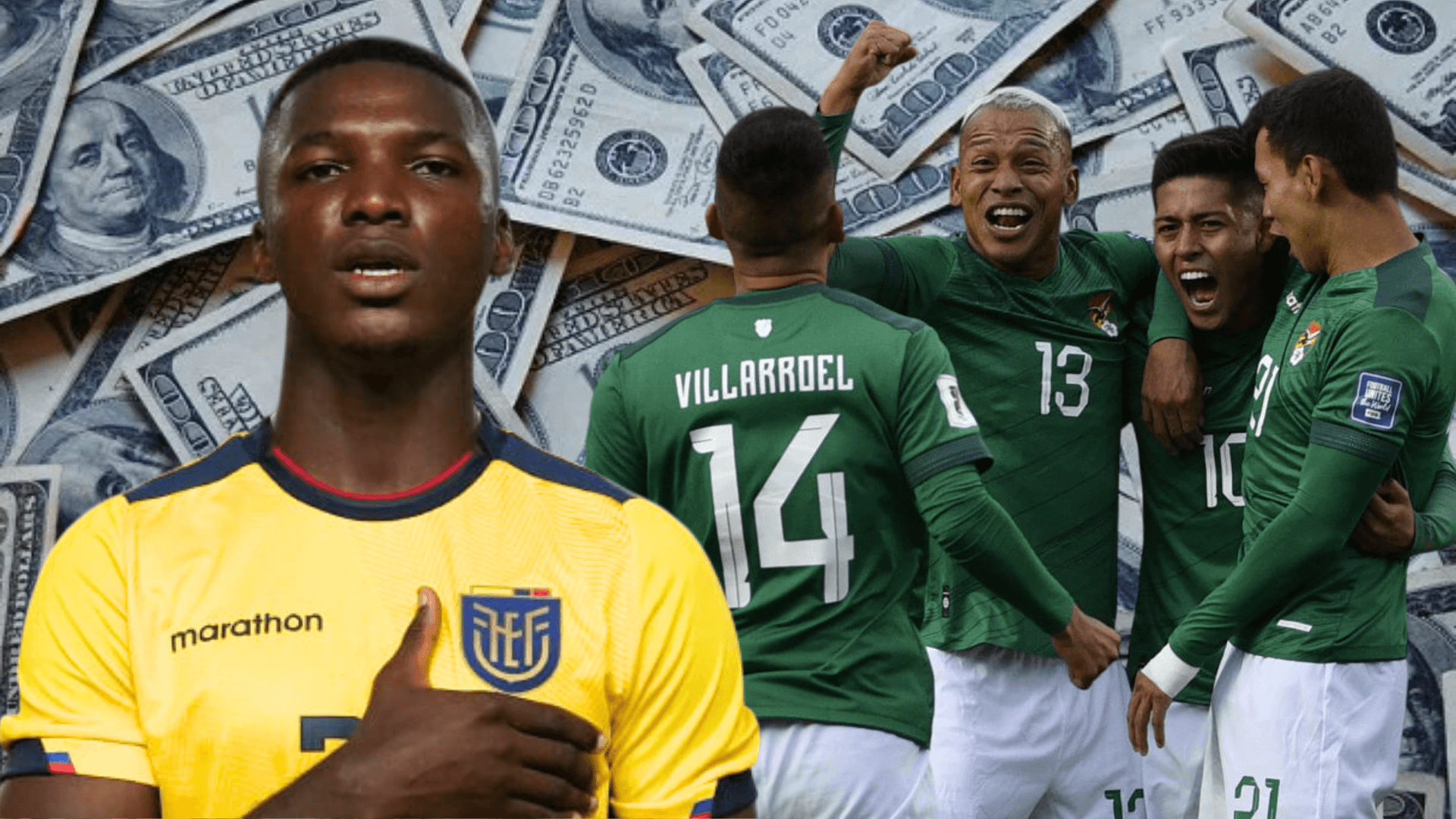 Jugadores de Bolivia y Moisés Caicedo (Foto tomada de: Mises/Moisés Caicedo/Bolivia)