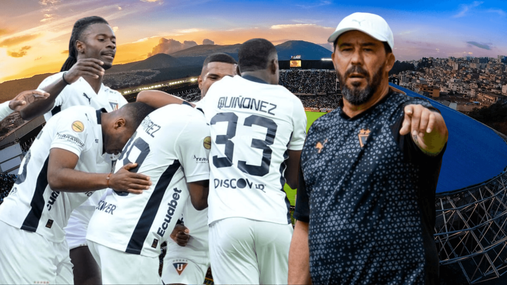 Jugadores de Liga de Quito y Pablo Sánchez (Foto tomada de: Liga de Quito/API)