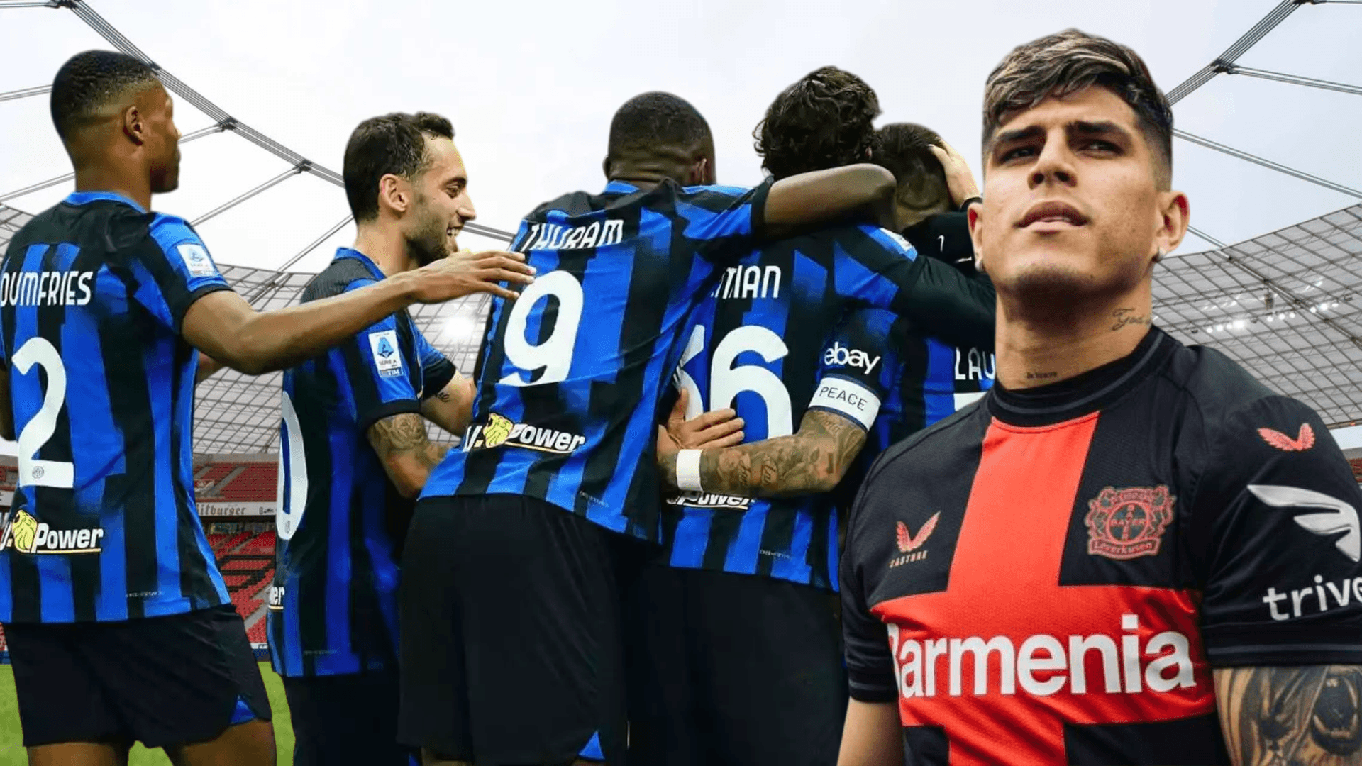 Jugadores Inter de Milán y Piero Hincapié (Foto tomada de: Bundesliga/Inter de Milán)