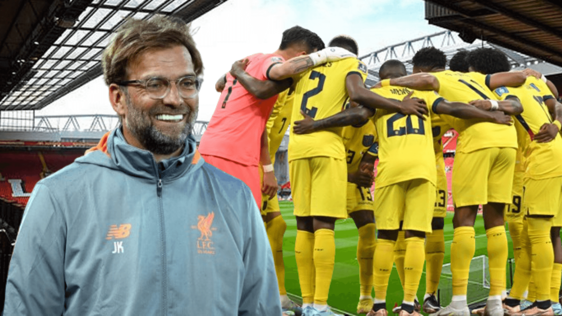 Jürgen Klopp y la selección ecuatoriana en Anfield (Foto tomada de: Palco23/GQ/Primicias)