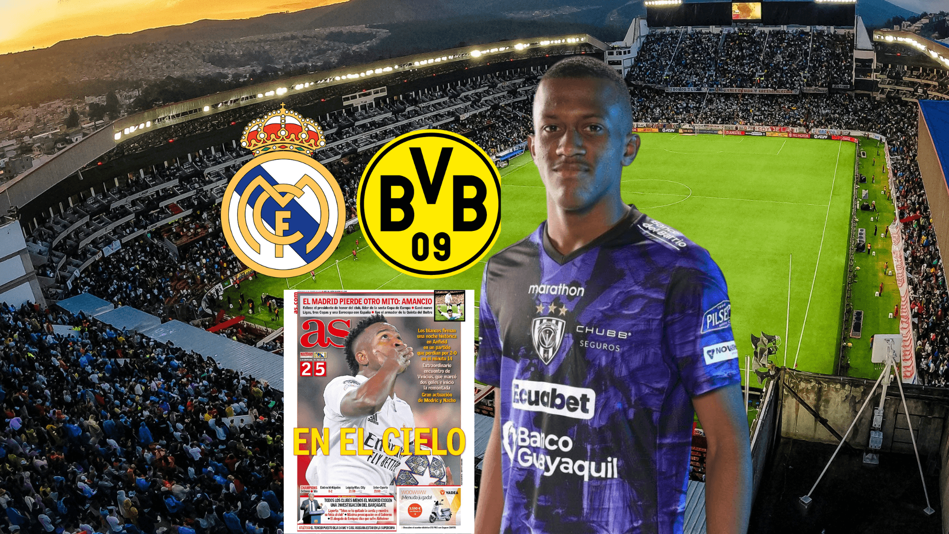 Justin Lerma, escudos Real Madrid y Borussia Dortmund, Diario AS. Foto tomada de: Diario AS/IDV