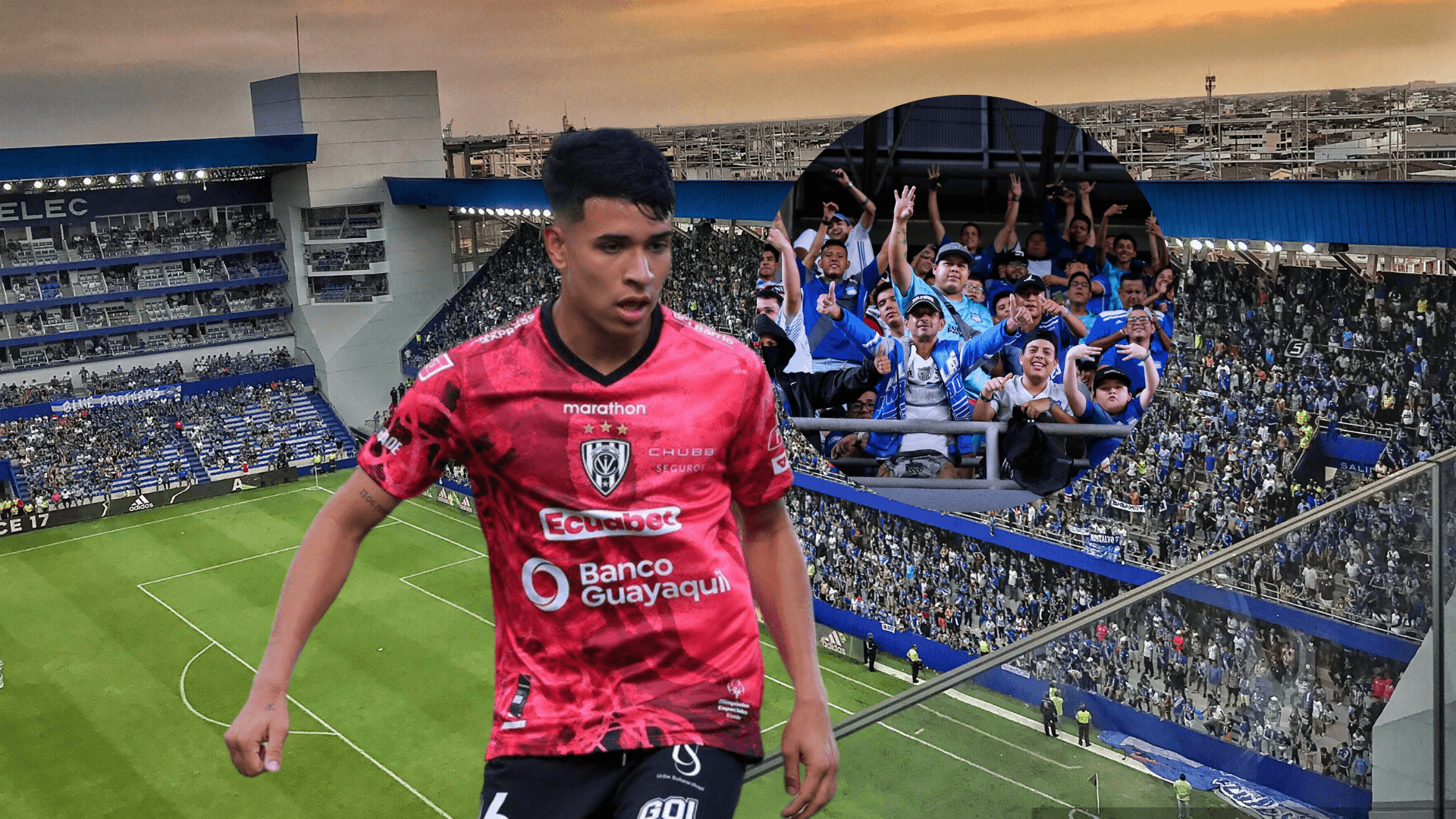 Kendry Páez en el estadio de Emelec George Capwell con los hinchas Azules