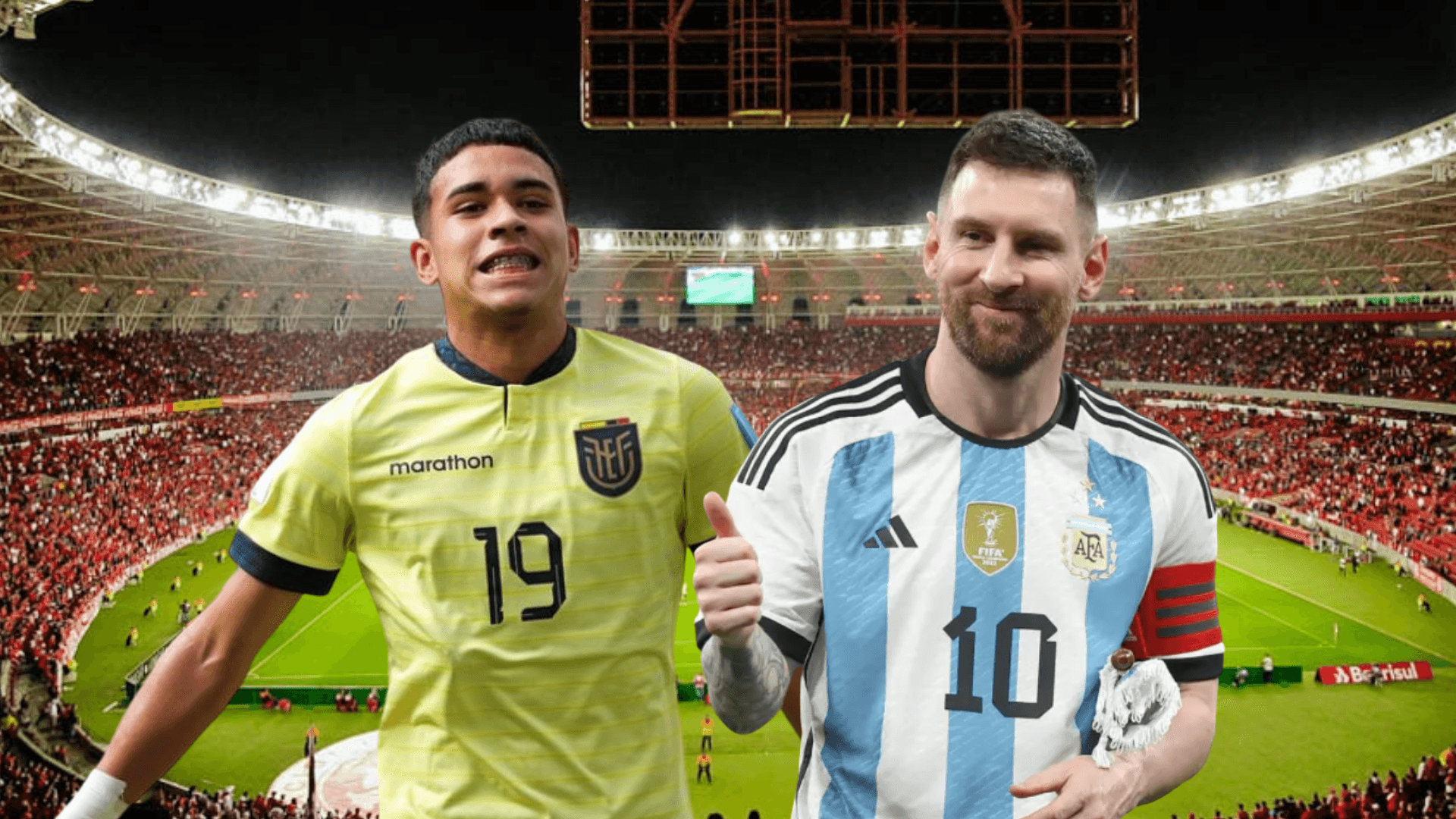 Kendry Páez sonriendo, Lionel Messi feliz. Foto tomada de: Bilboard/La Tri/API