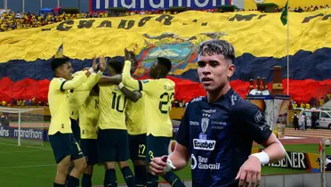 Kendry Páez viendo el festejo de jugadores de la Selección de Ecuador