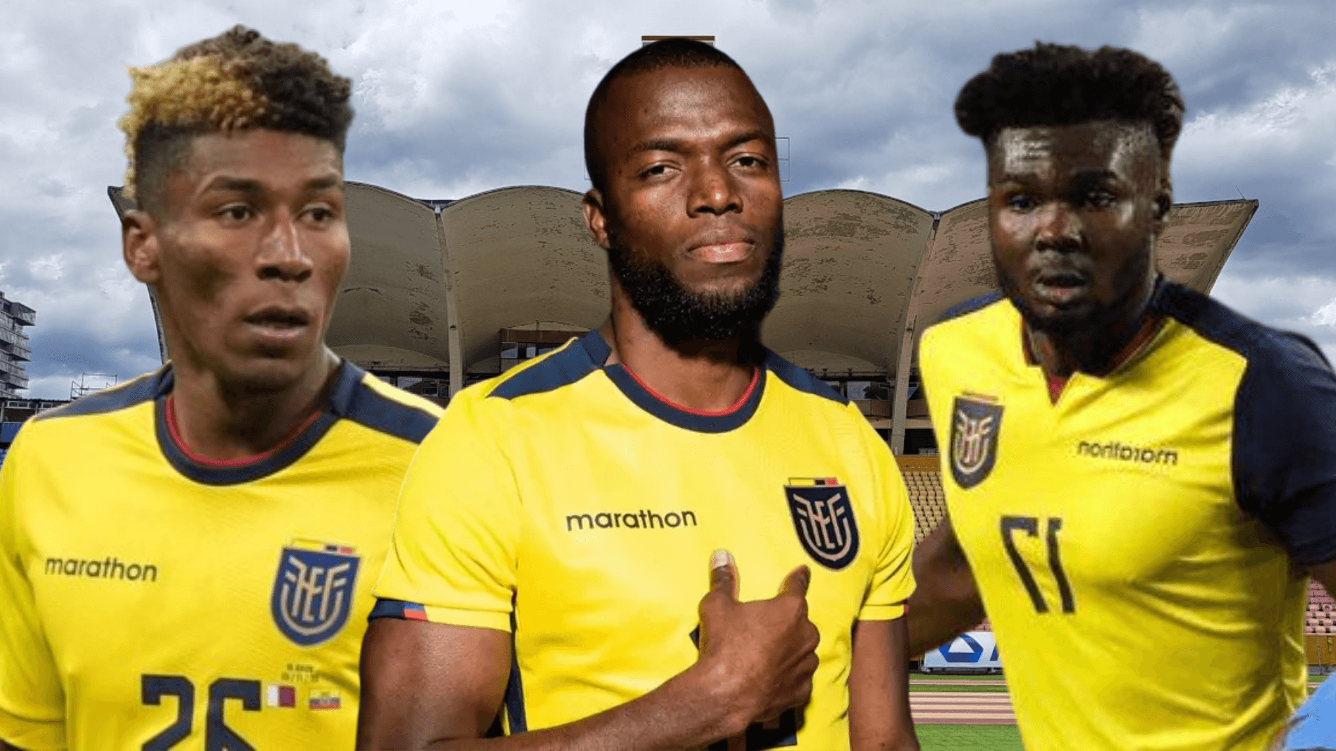 Kevin Rodríguez, Enner Valencia y Jordy Caicedo en el Estadio Olímpico Atahualpa (Foto tomada de: Primicias/La Tri)