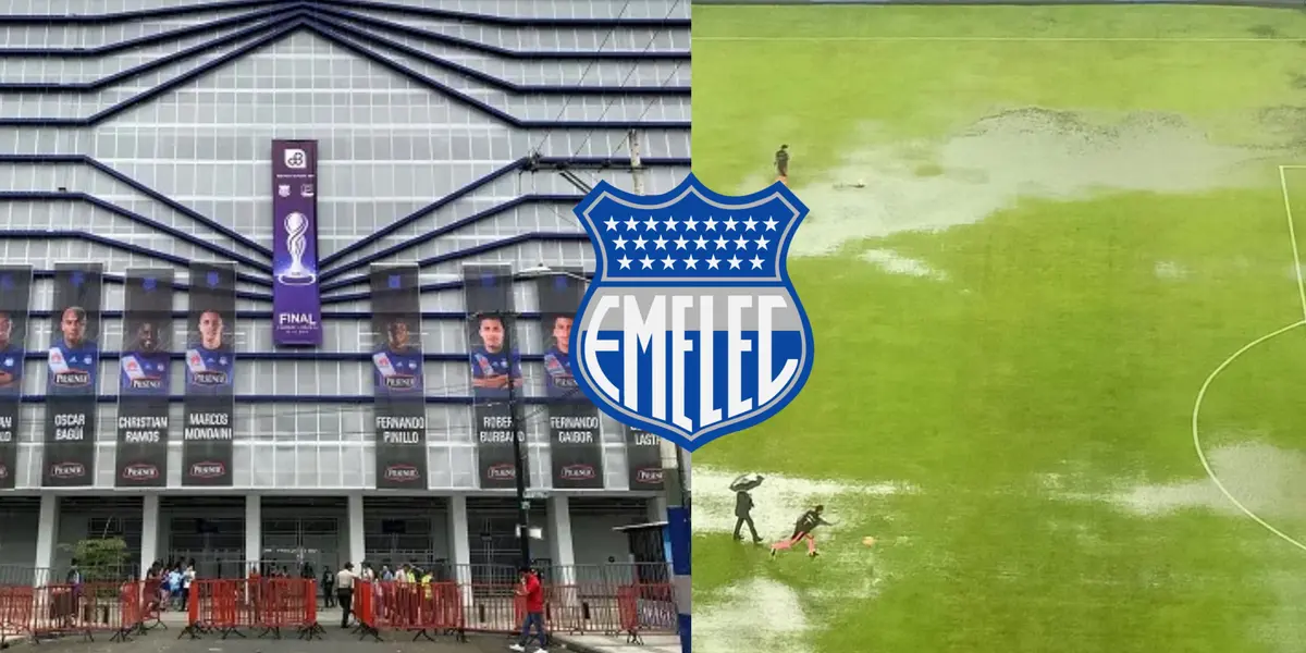 La cancha del Club Sport Emelec volvió a lucir inundada como en la final del anterior año