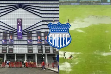 La cancha del Club Sport Emelec volvió a lucir inundada como en la final del anterior año