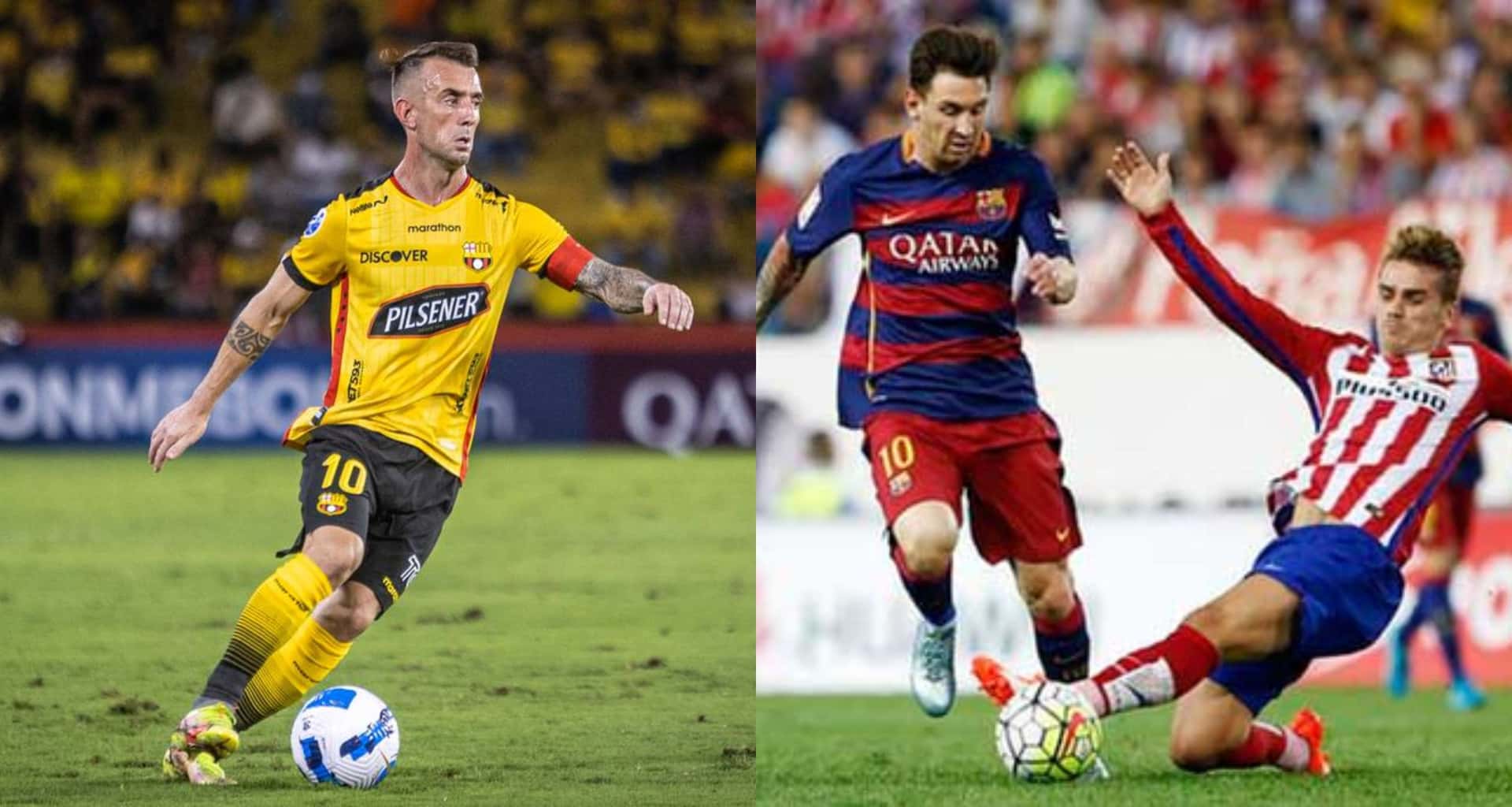 La imagen circula en redes sociales de Damián Díaz con una jugada de Barcelona SC y los hinchas lo compararon con Lionel Messi