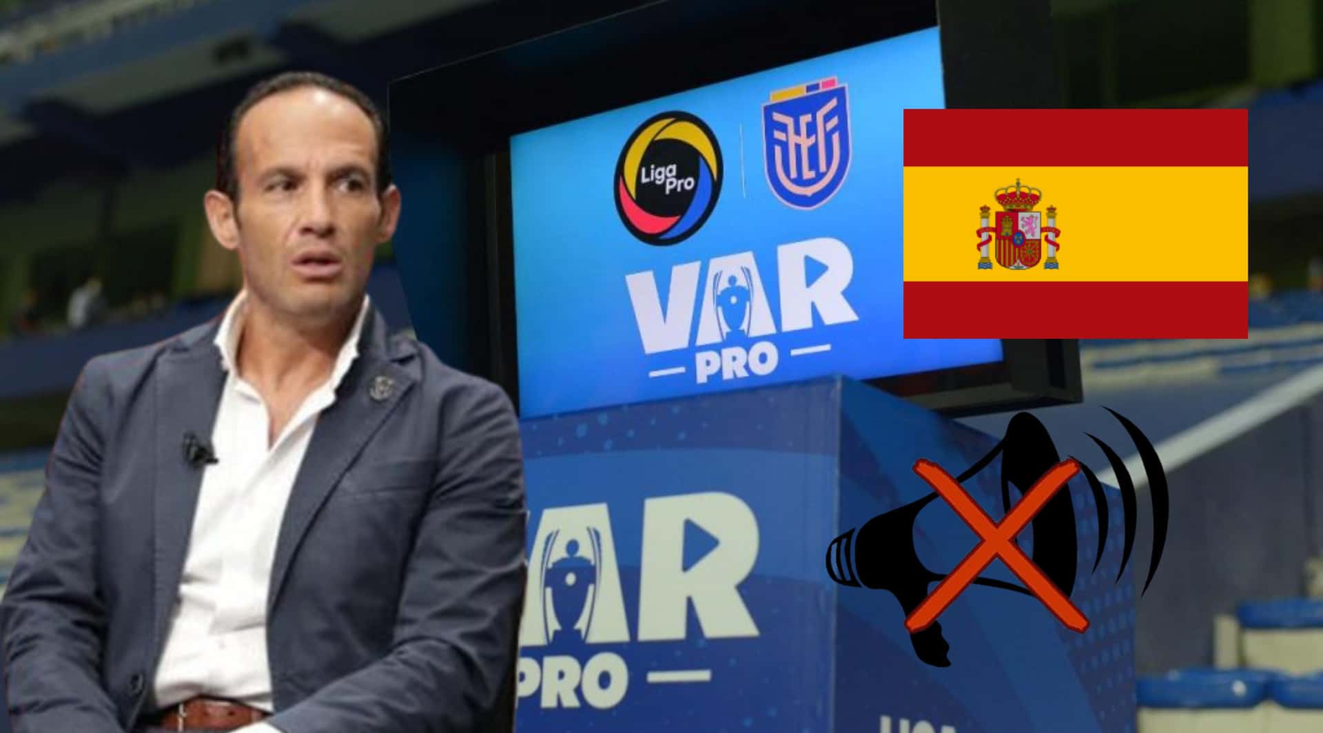 La pantalla del VAR en la Liga Pro, al lado Francisco Egas. FOTO: Federación Ecuatoriana de Fútbol