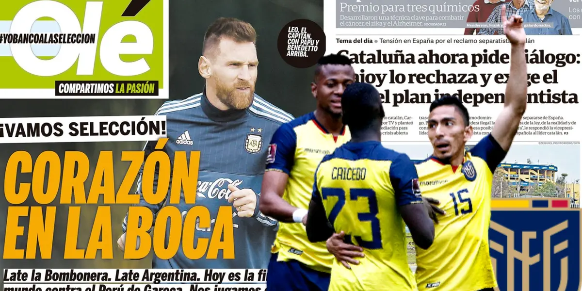 La prensa argentina ya palpita el cotejo que cierra las Eliminatorias, entre Ecuador y Argentina