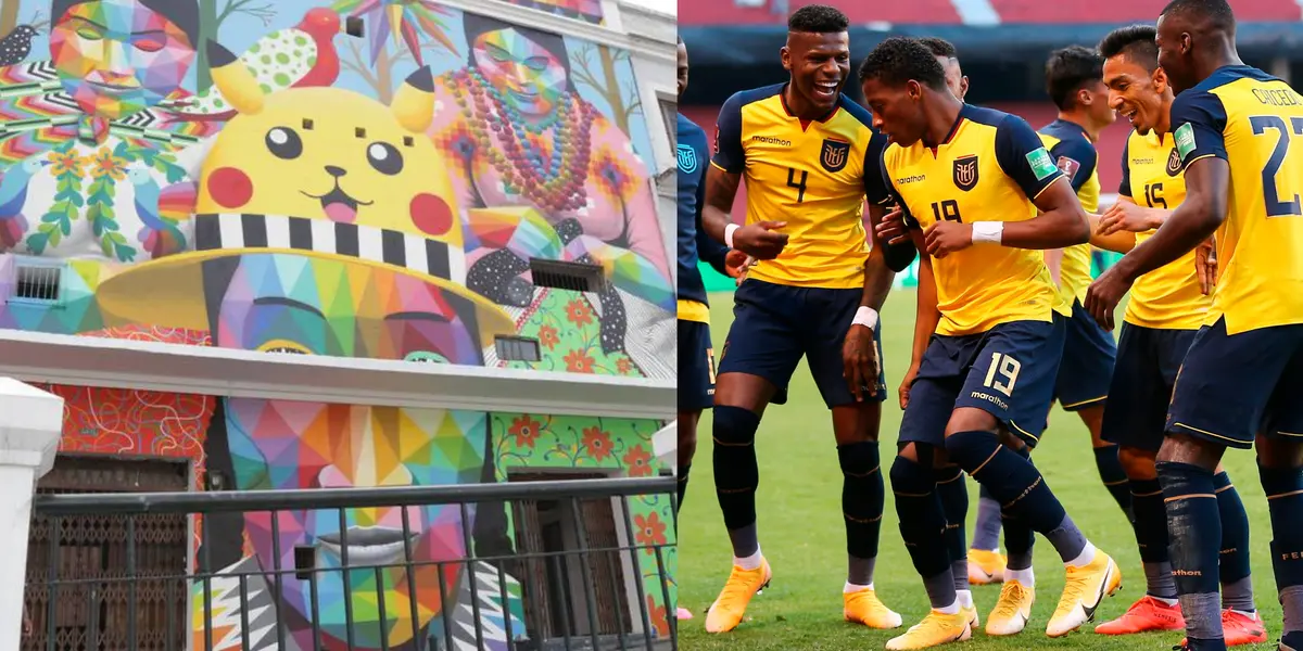 La selección bromeó con el mural de Pikachu que se pintó en Quito