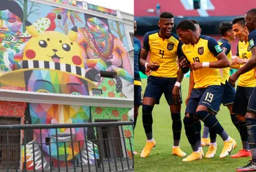 La selección bromeó con el mural de Pikachu que se pintó en Quito