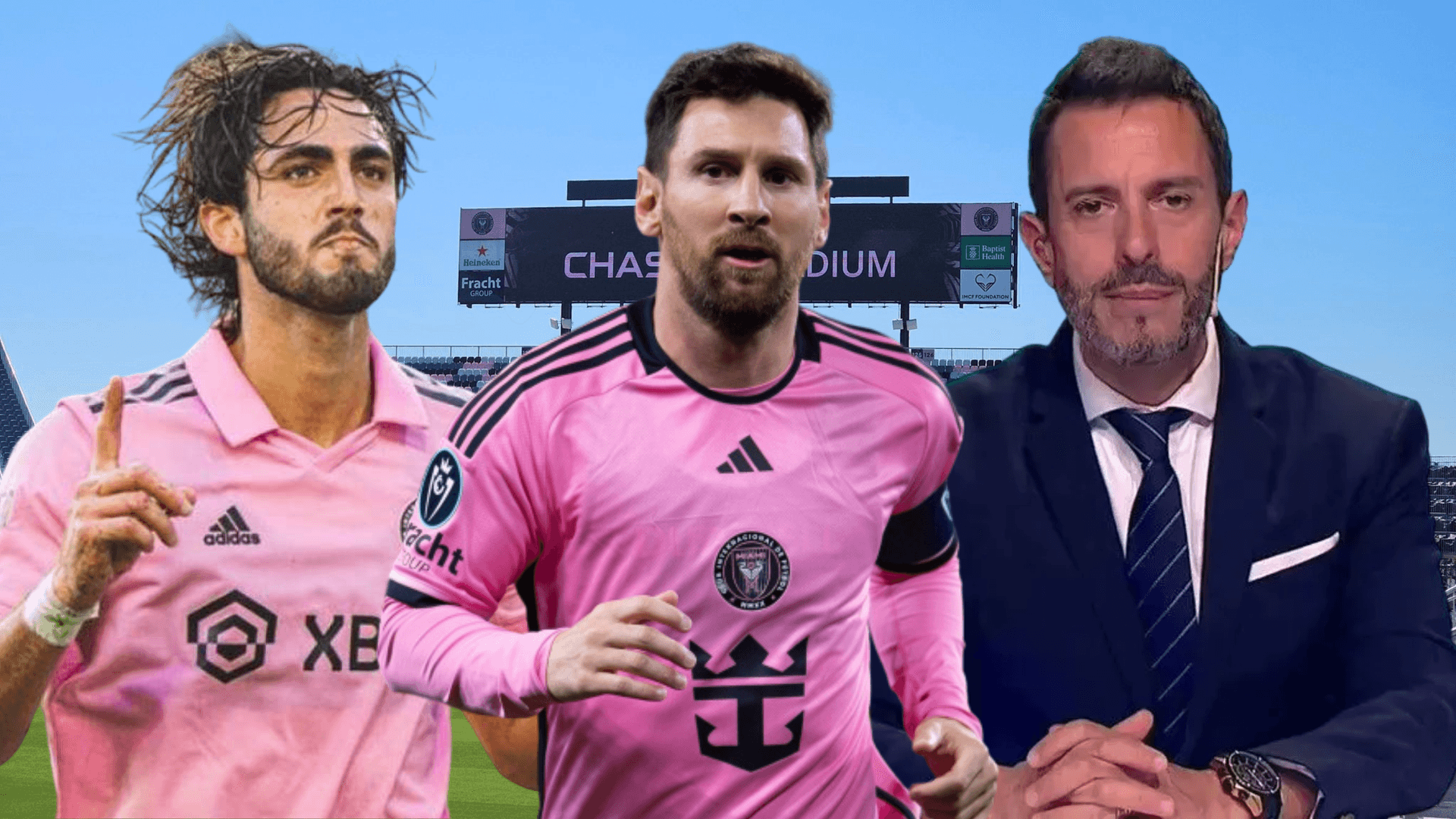Leonardo Campana, Lionel Messi y Pablo Giralt (Foto tomada de: Selección Argentina/Inter Miami/Transfermarkt/DirecTV)