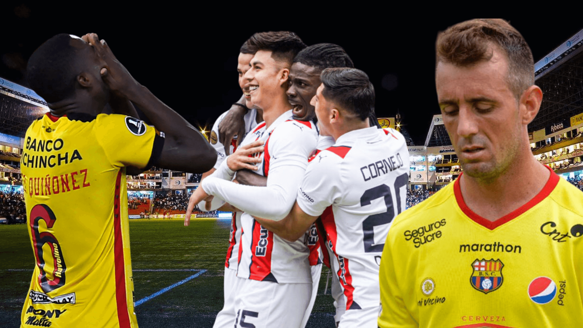Leonel Álvarez, Damián Díaz y jugadores de Liga de Quito (Foto tomada de: Liga de Quito/API)