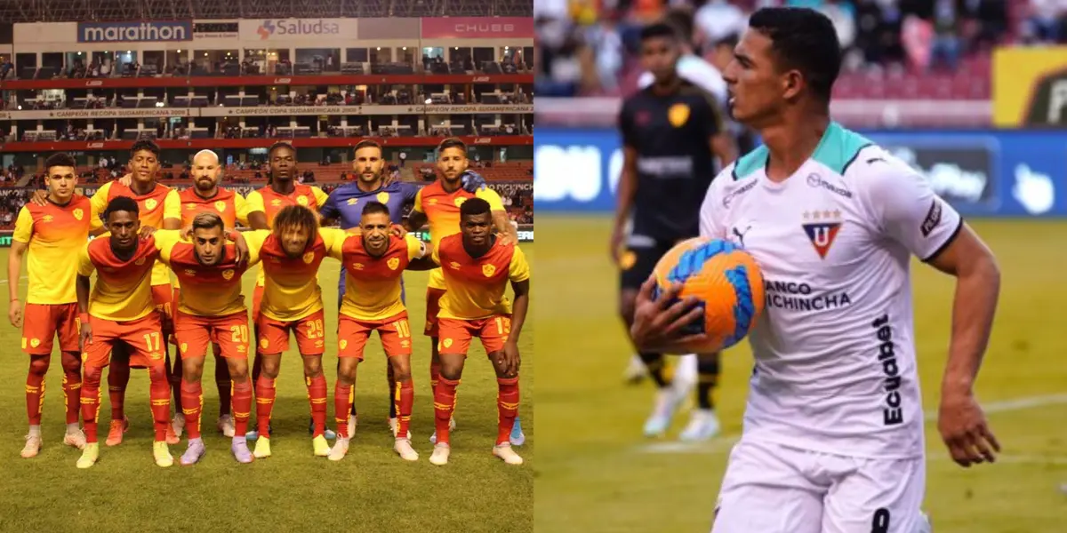 Liga de Quito empató ante Aucas en los minutos finales, sin embargo una jugada que no se percató el referí terminó en gol pero el jugador se ayudó con las manos