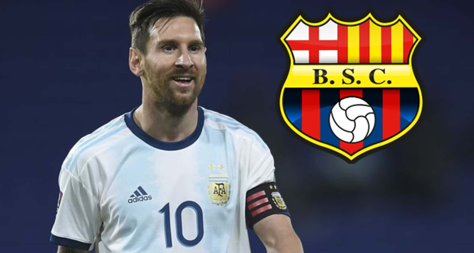 Lionel Messi estuvo presente en el estadio Monumental, casa de Barcelona SC y tiene un gran parecido al escudo del FC Barcelona