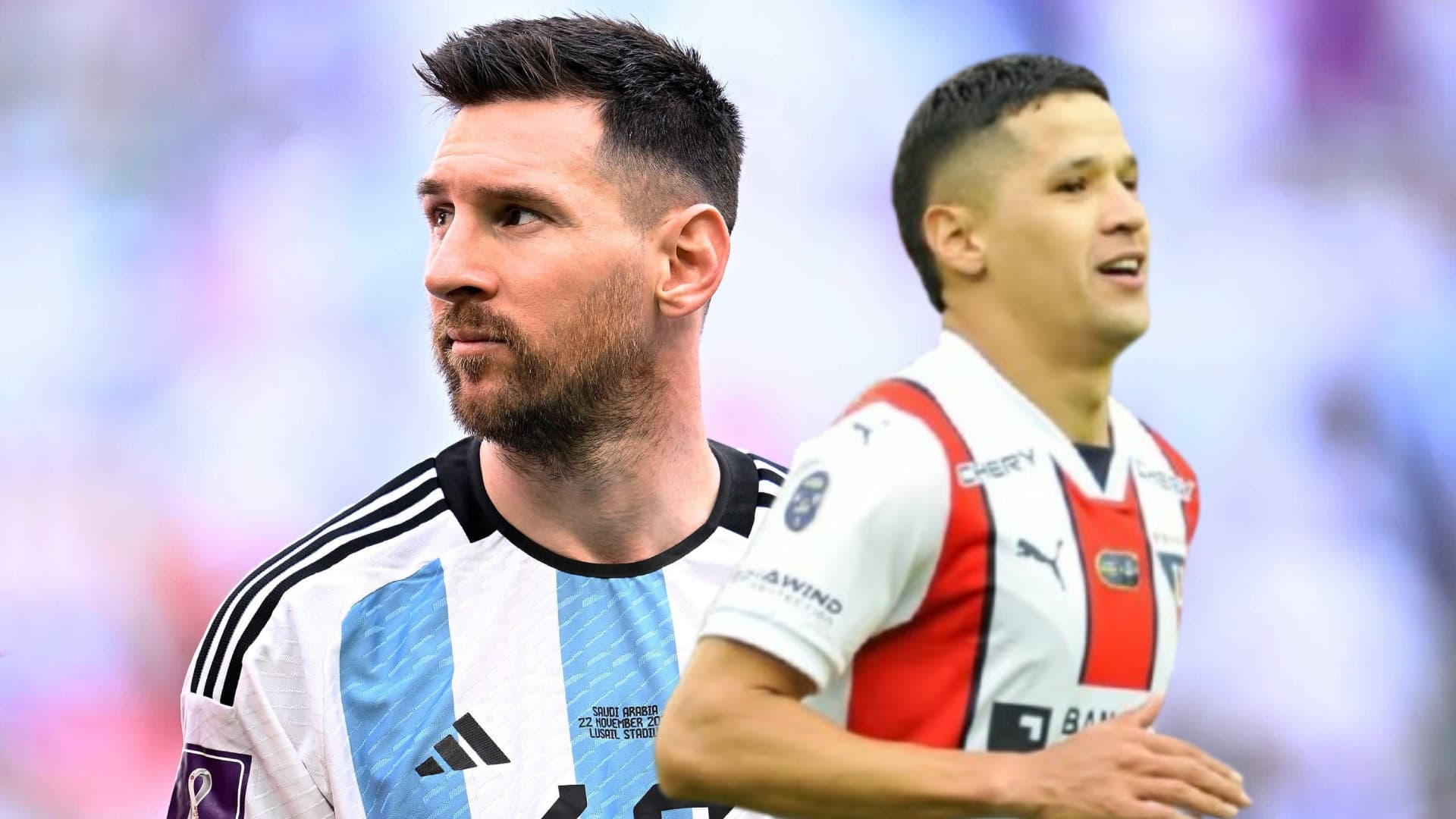 Lionel Messi y Alex Arce