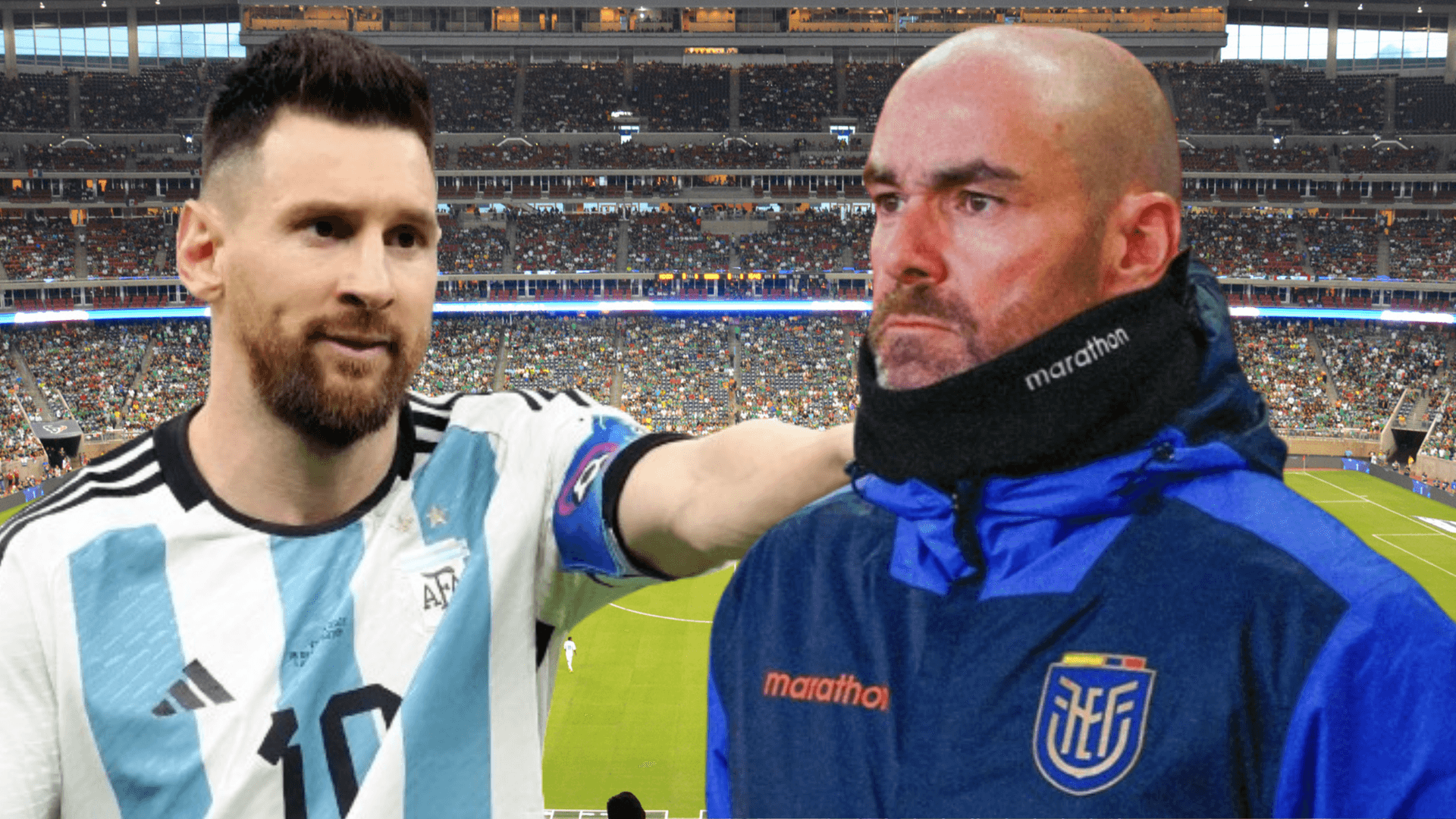 Lionel Messi y Félix Sánchez (Foto tomada de: NRG Park/AFA/El Telégrafo)