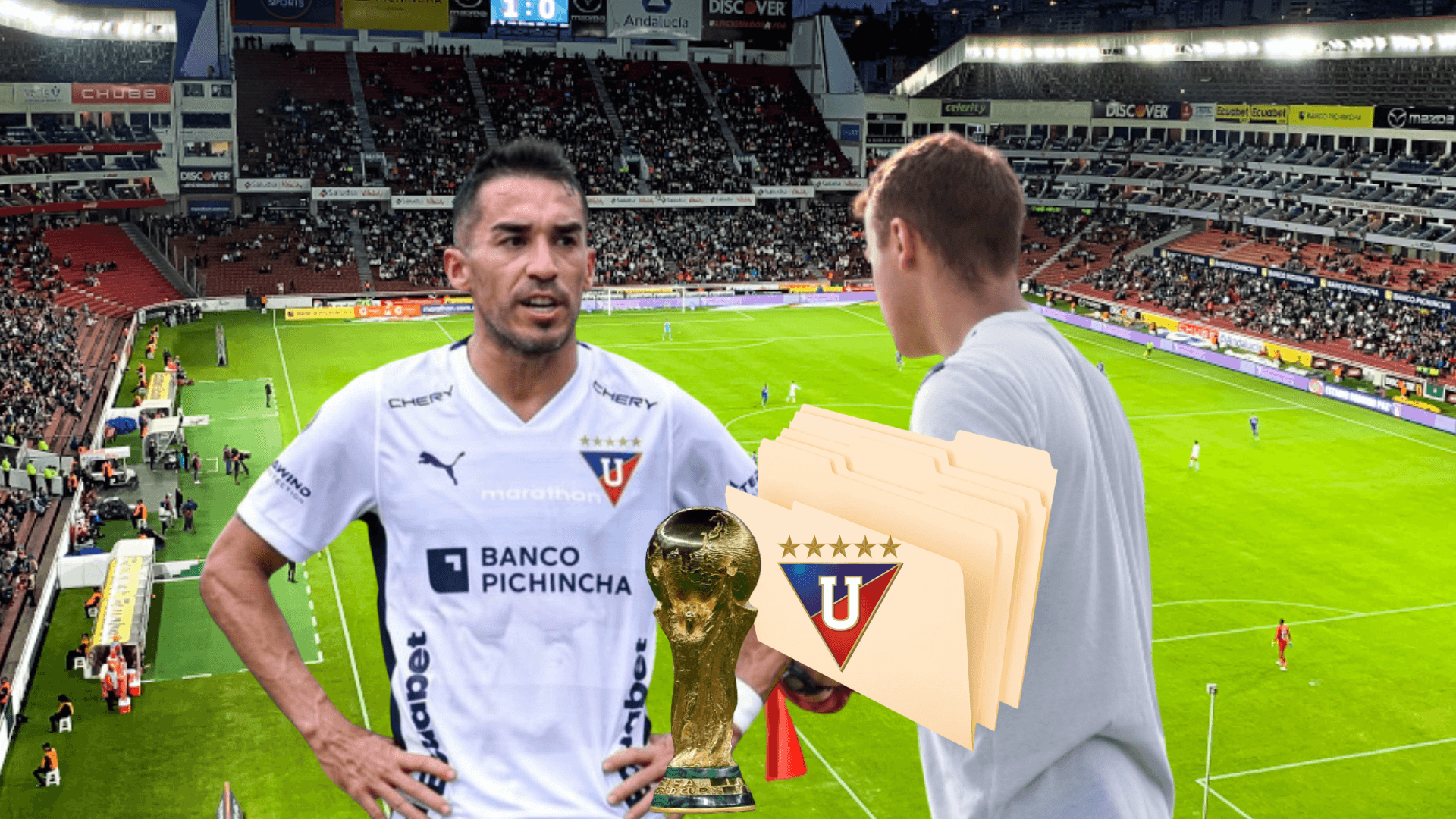 Lisandro Alzugaray, Copa del Mundo, escudo LDU. Foto tomada de: Coversa