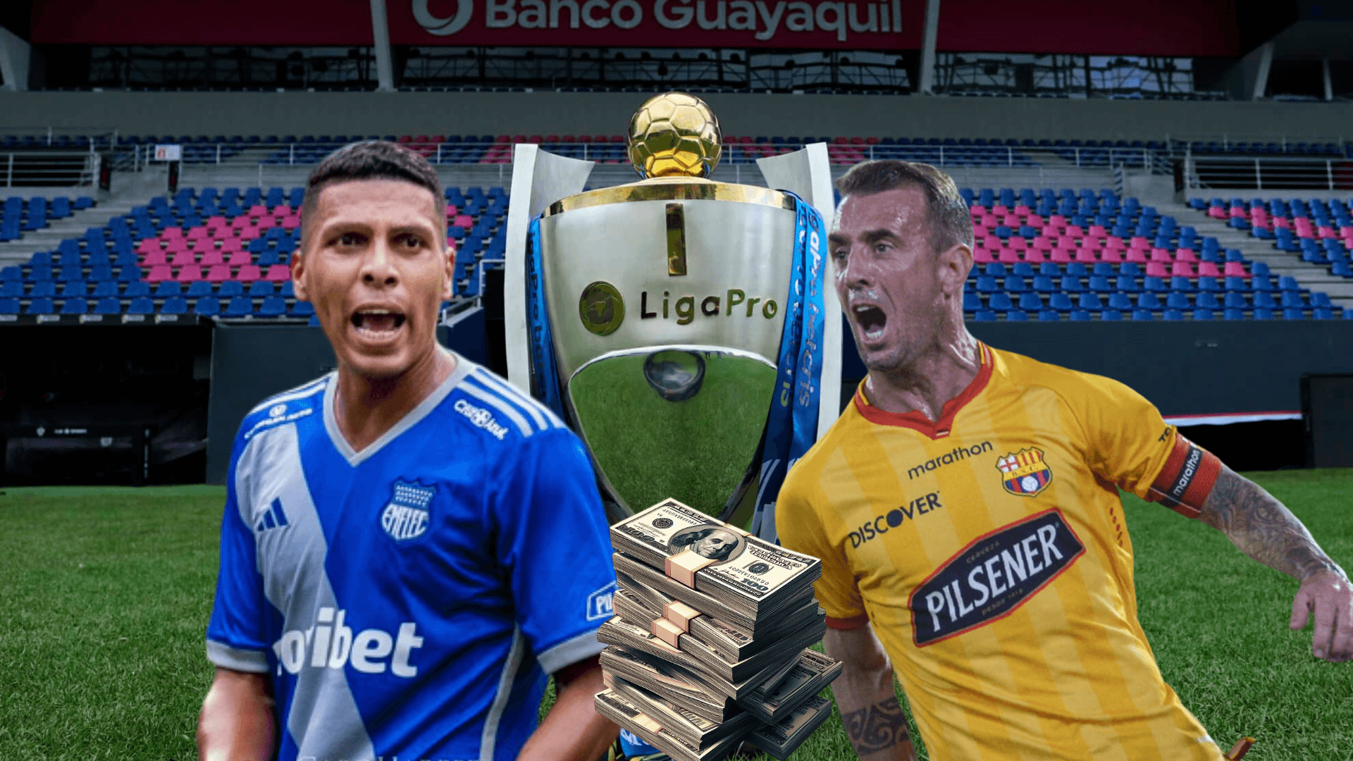 Luis Fernando León, Damián Díaz, dinero. Foto tomada de: Emelec/Barcelona SC/Gabo Harper