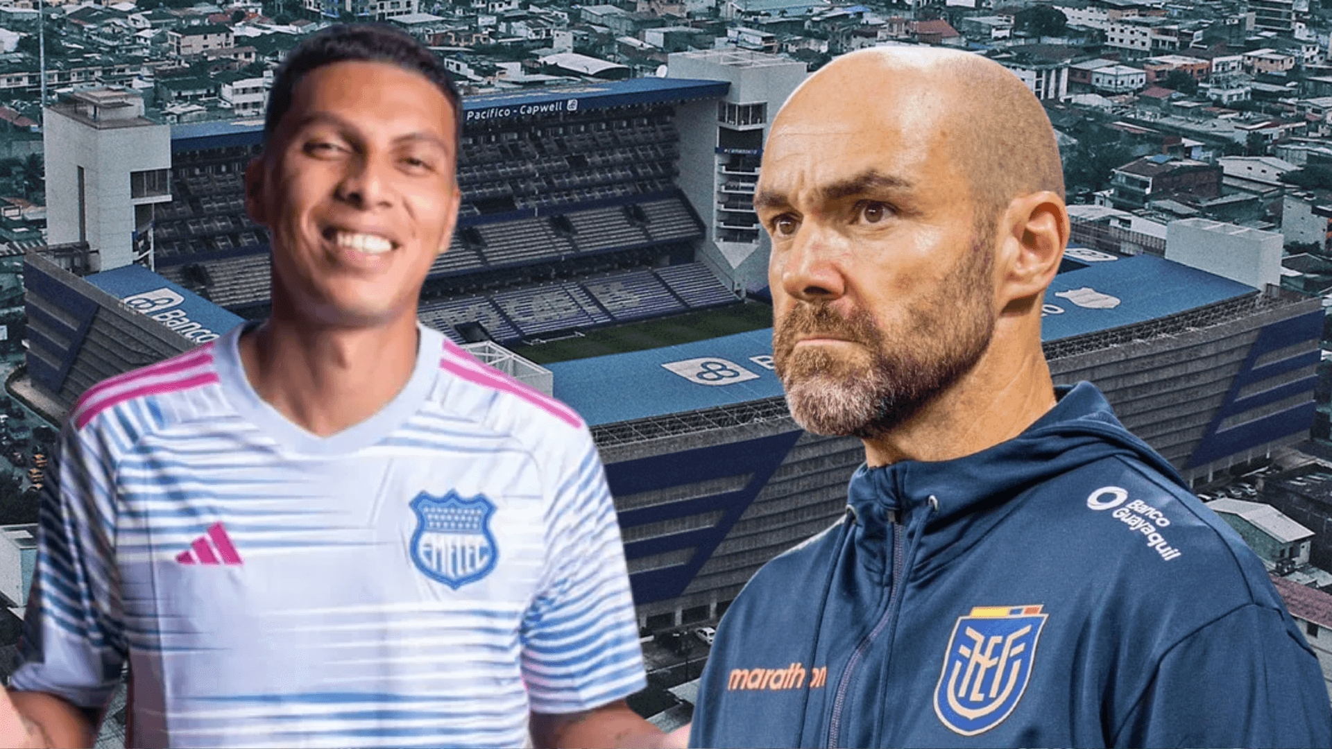 Luis Fernando León y Félix Sánchez (Foto tomada de: Wikipedia/Emelec/La Tri)