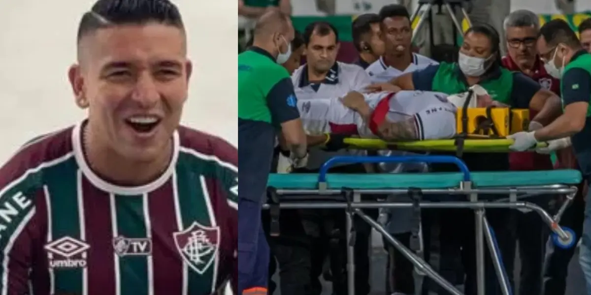 Mario Pineida sufrió momentos de tensión con Fluminense porque sufrió un choque que lo obligó a salir en ambulancia