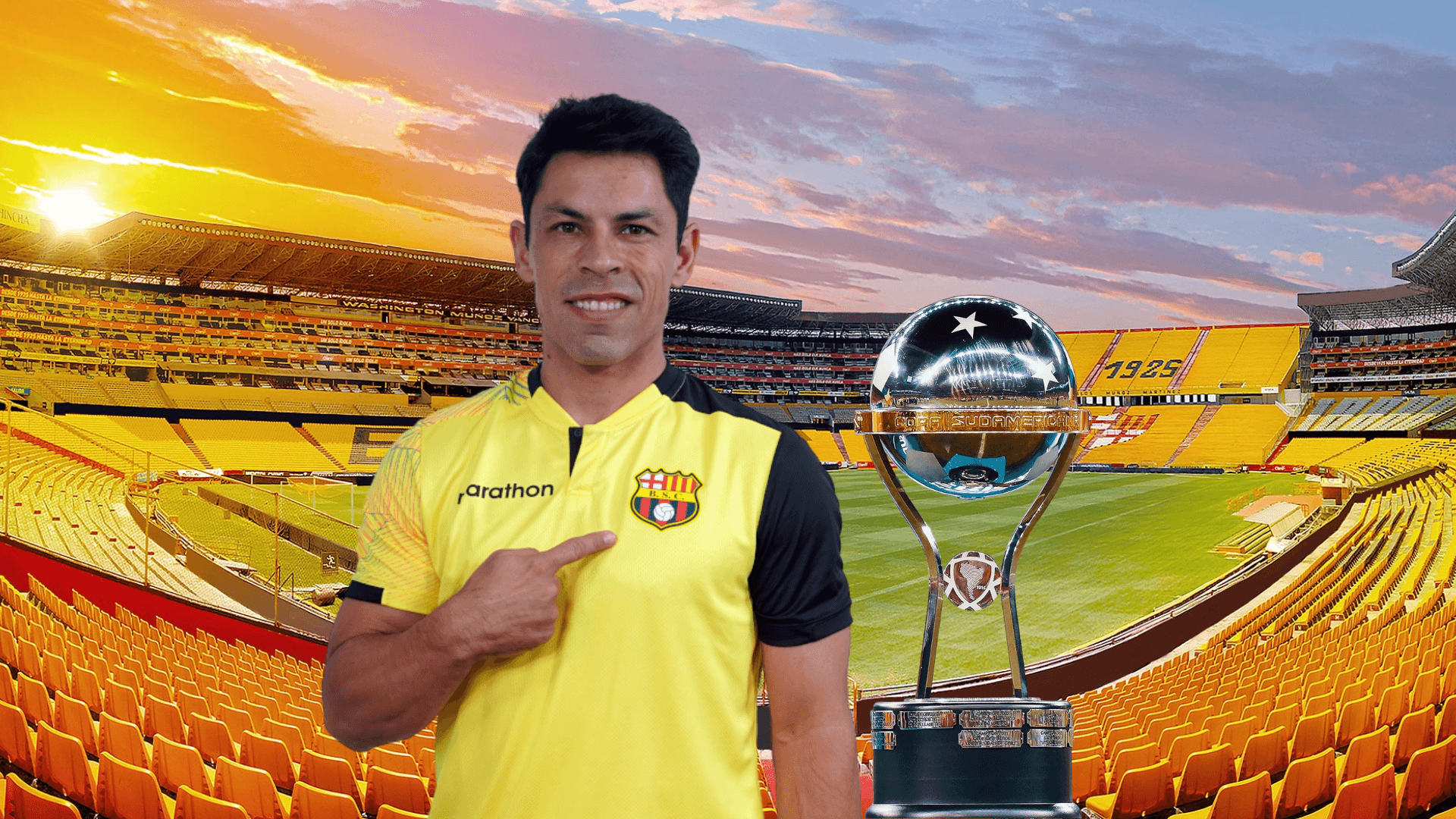 Matías Oyola con la Copa Sudamericana. Foto tomada de : Primicias