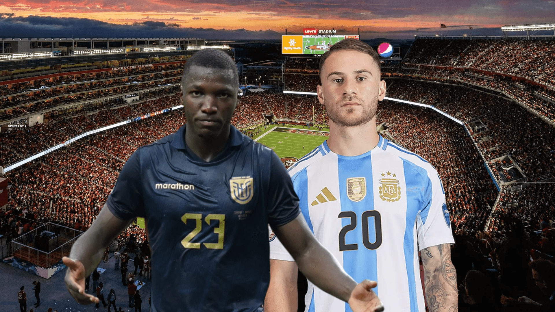 Moisés Caicedo, Alexis Mac Allister. Foto tomada: Conmebol/La Tri